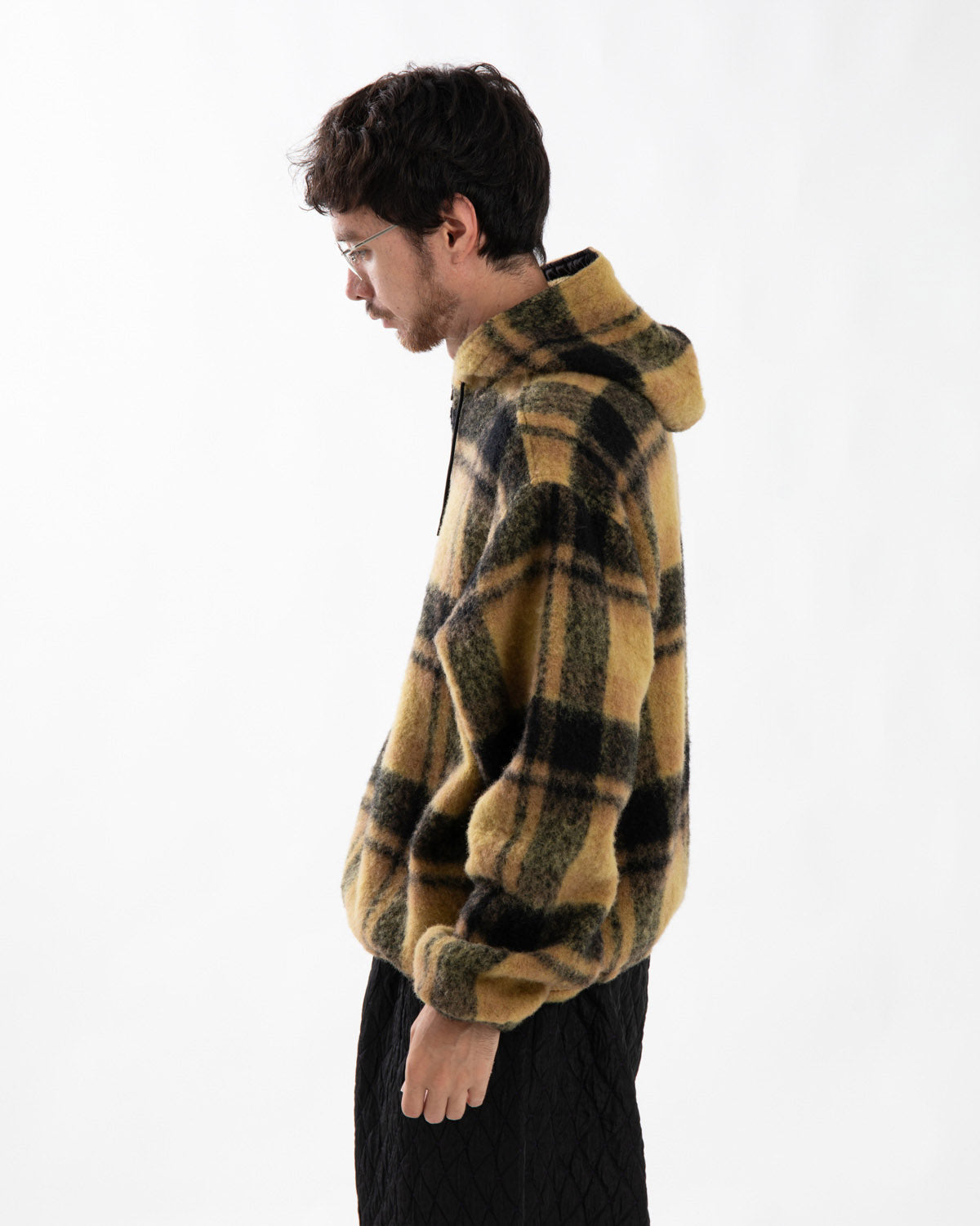 HALF ZIPPED PULLOVER HOODY - WOOL SHAGGY