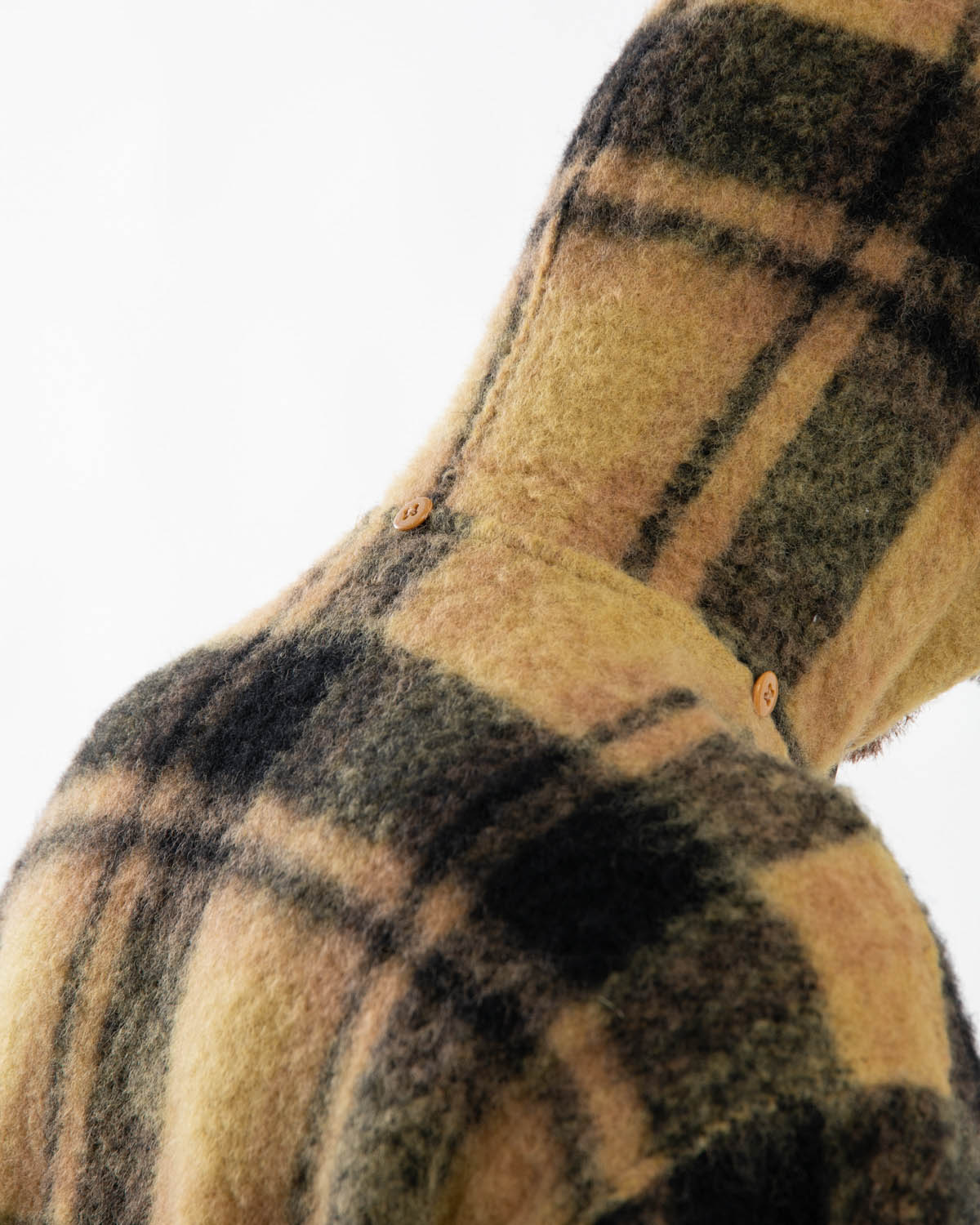 HALF ZIPPED PULLOVER HOODY - WOOL SHAGGY