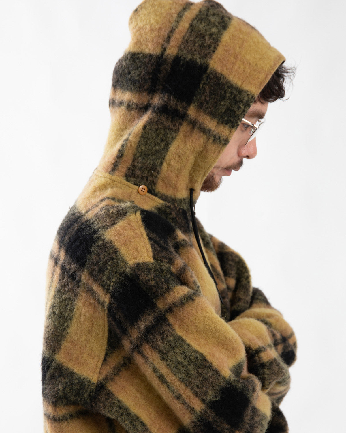 HALF ZIPPED PULLOVER HOODY - WOOL SHAGGY