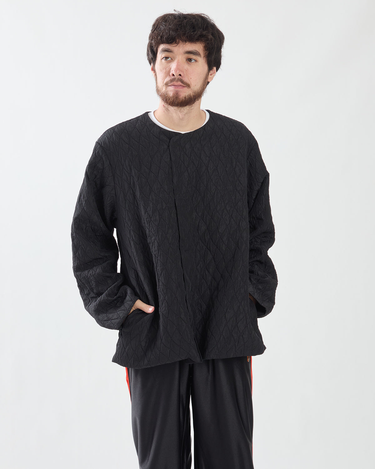 SNAP CARDIGAN - FRINGE JACQUARD / RIPPLES