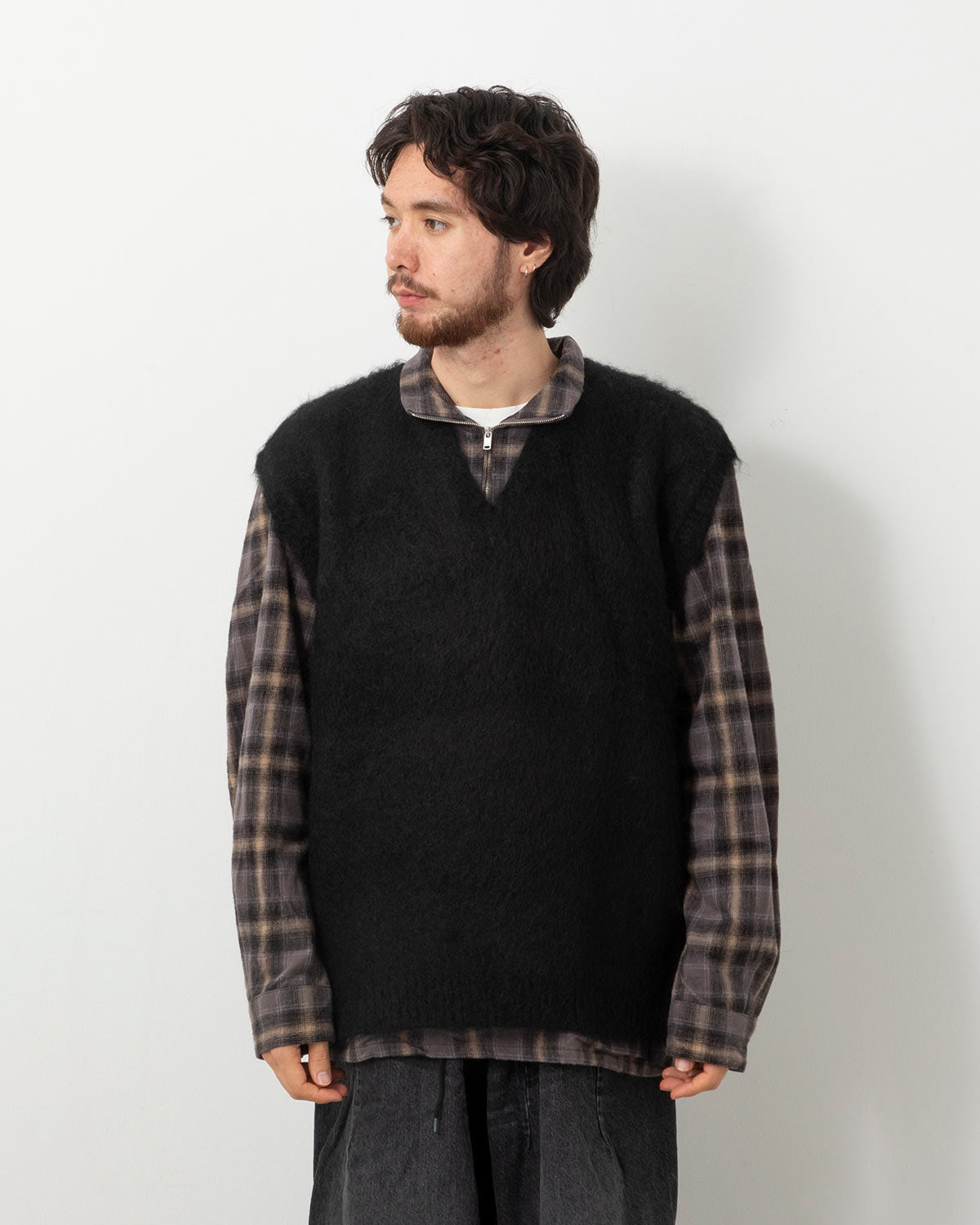 MOHAIR KINIT VEST - SOLID