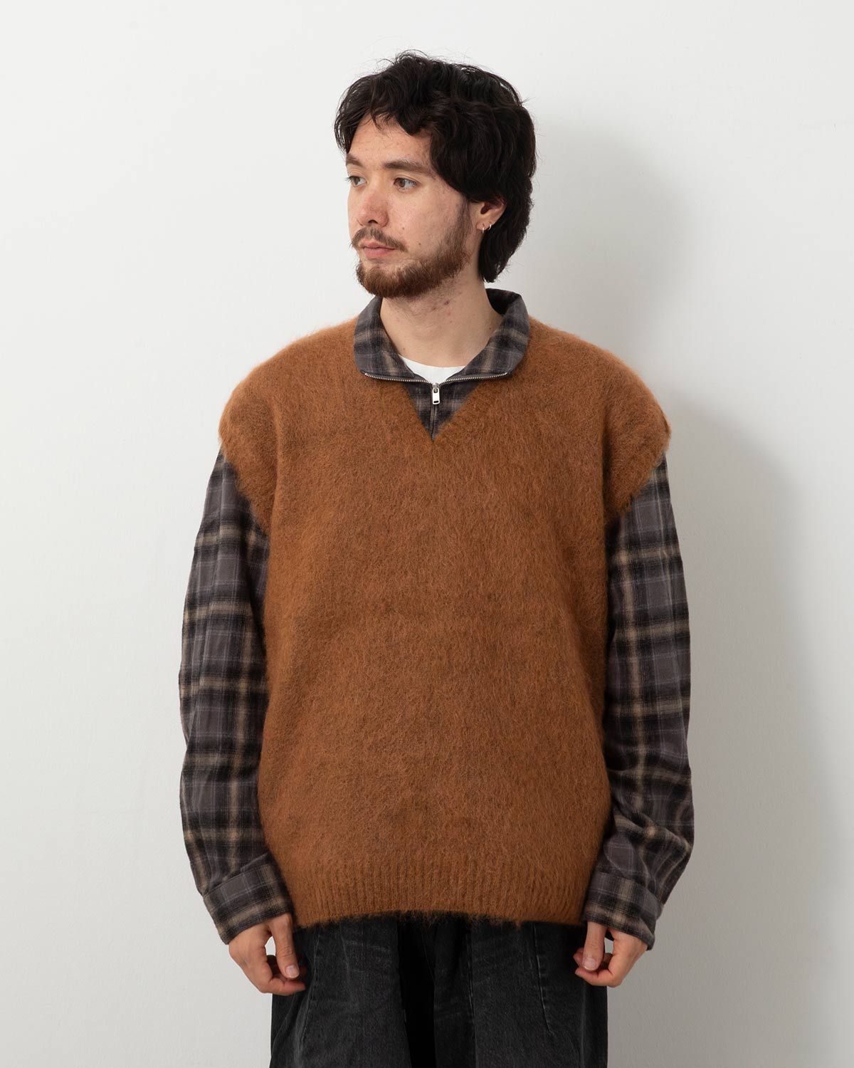 MOHAIR KINIT VEST - SOLID
