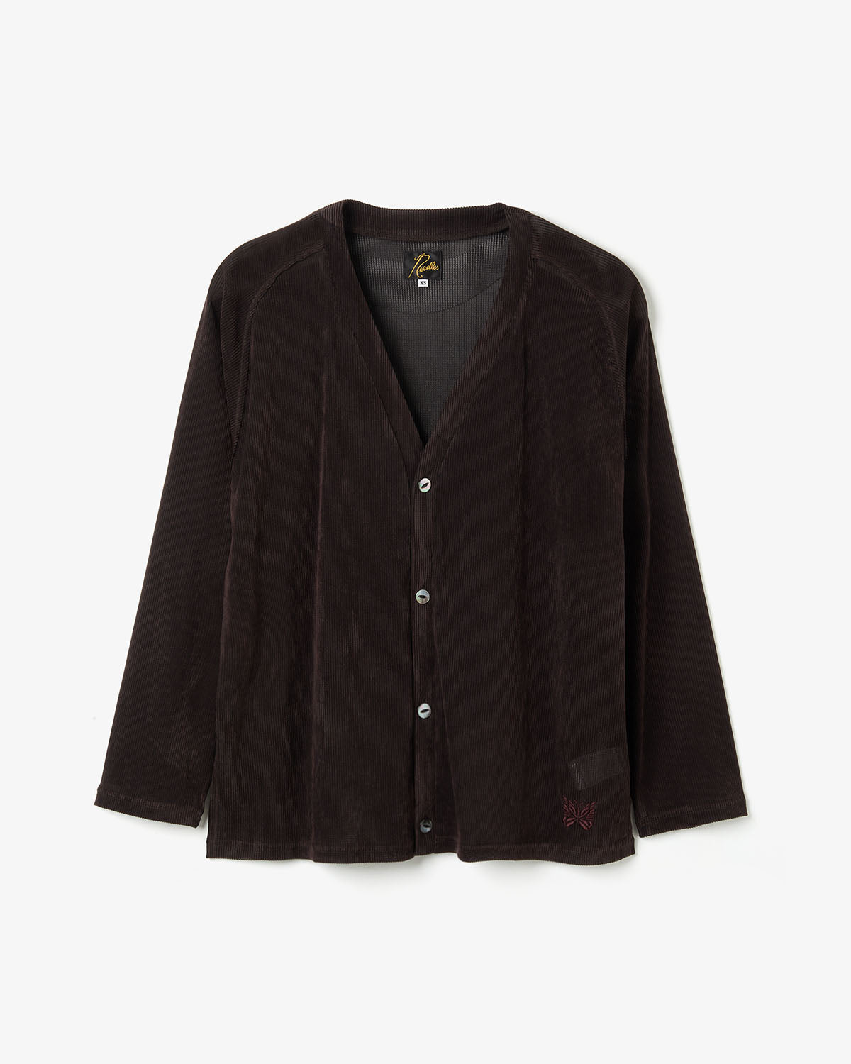 V-NECK CARDIGAN - FLOCKED STRIPE LACE