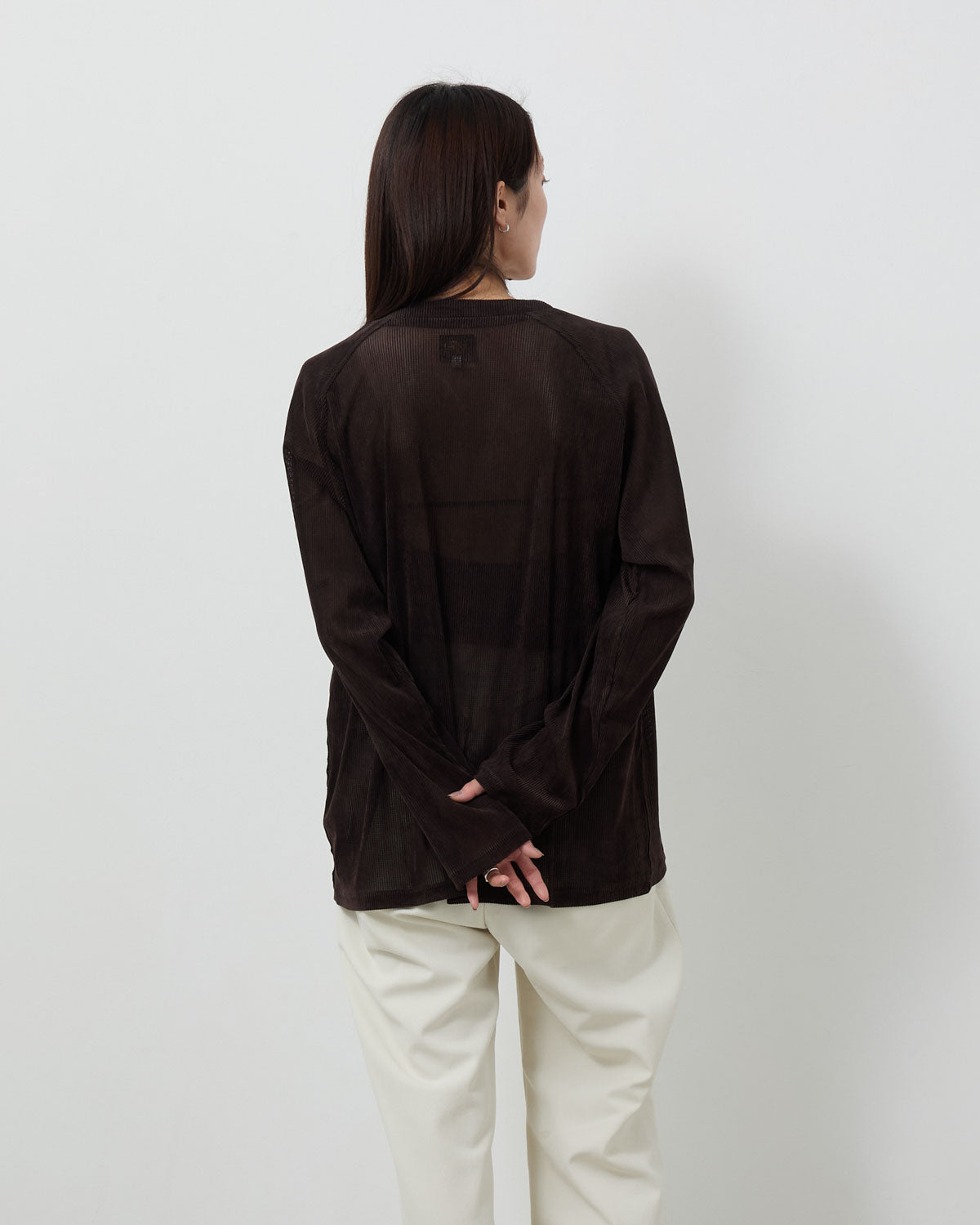 V-NECK CARDIGAN - FLOCKED STRIPE LACE