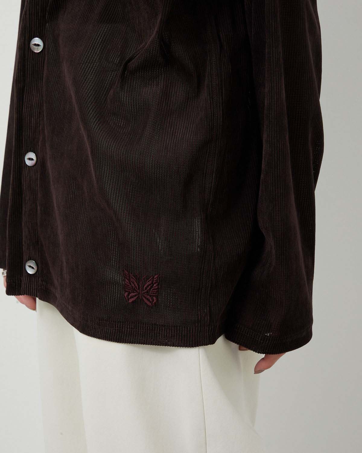 V-NECK CARDIGAN - FLOCKED STRIPE LACE