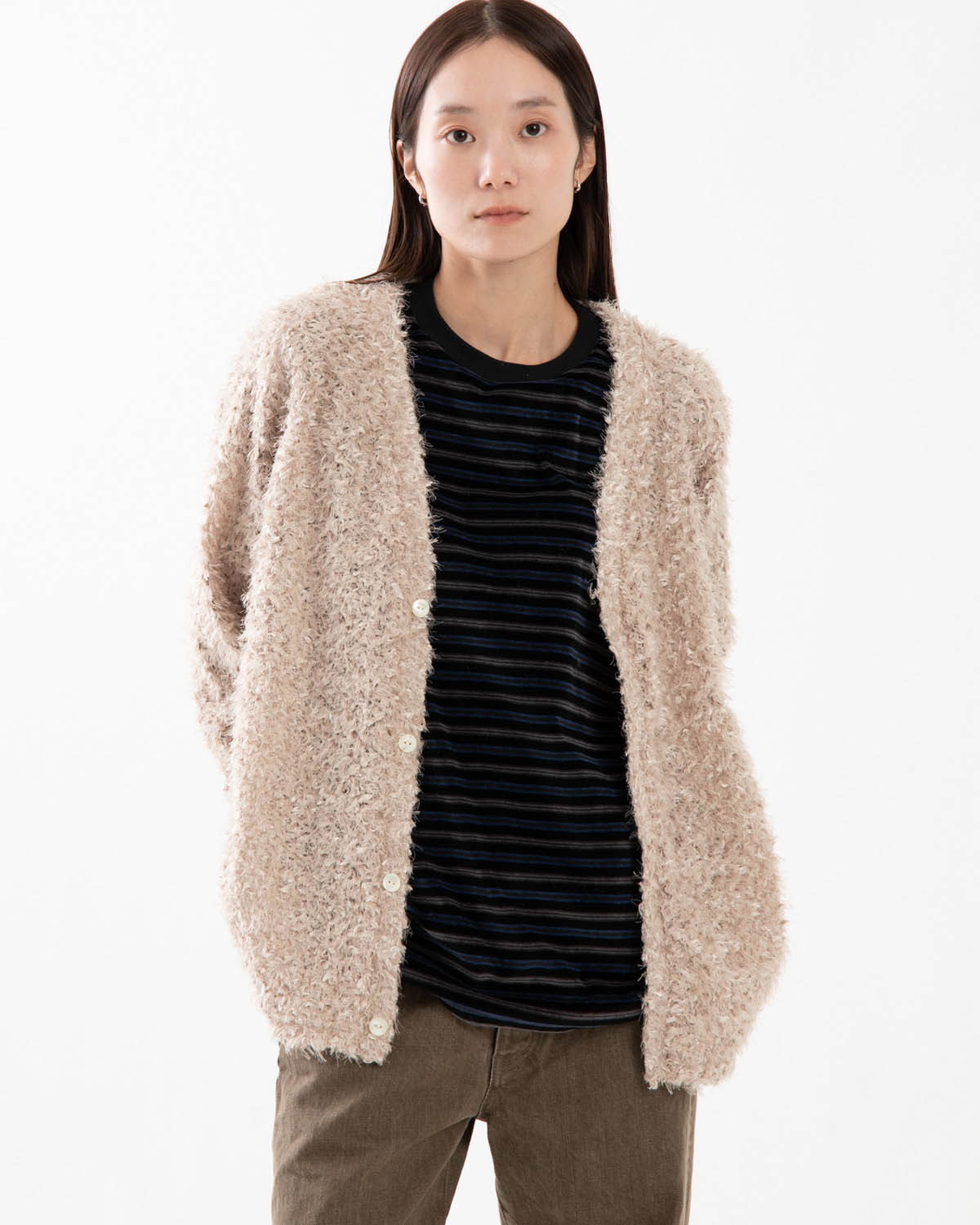 V NECK CARDIGAN - FEATHER TULLE