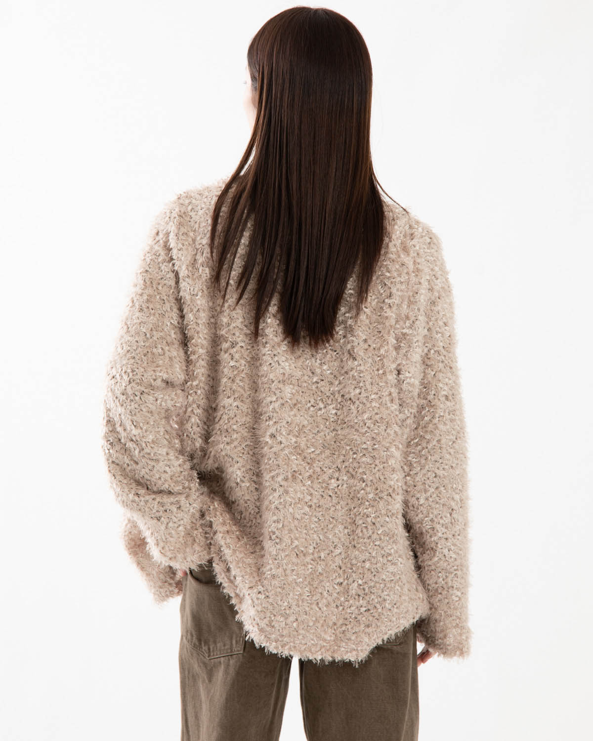 V NECK CARDIGAN - FEATHER TULLE