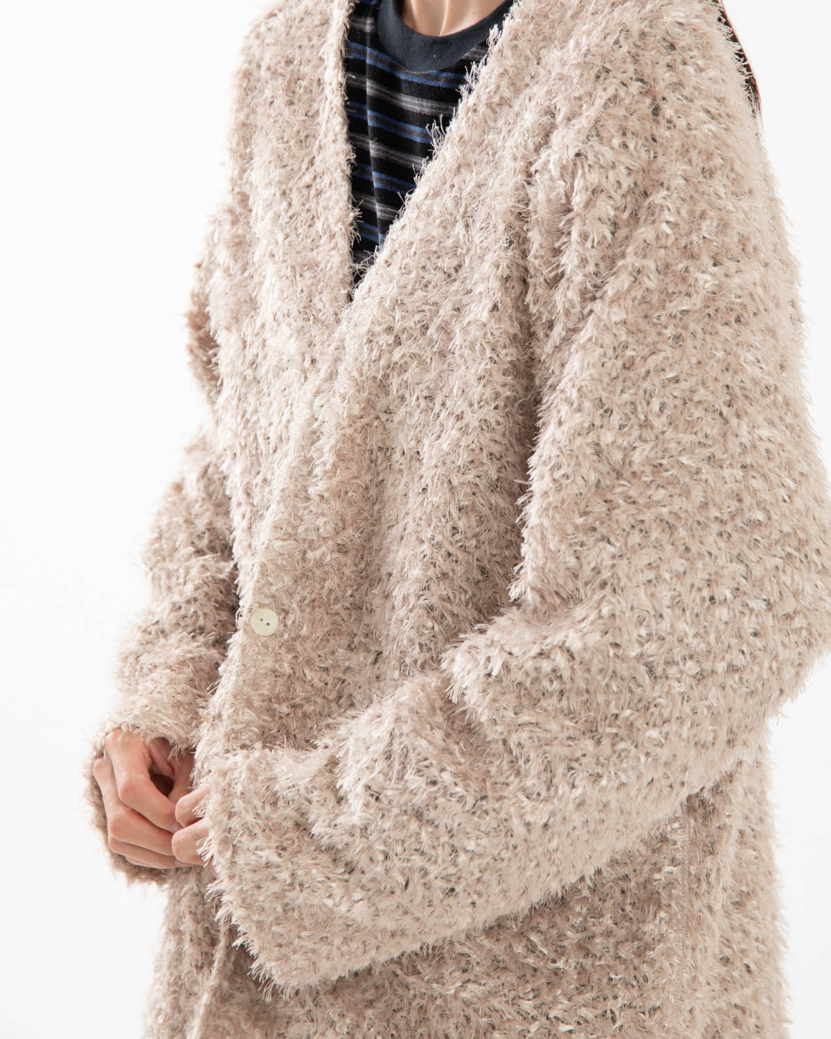 V NECK CARDIGAN - FEATHER TULLE