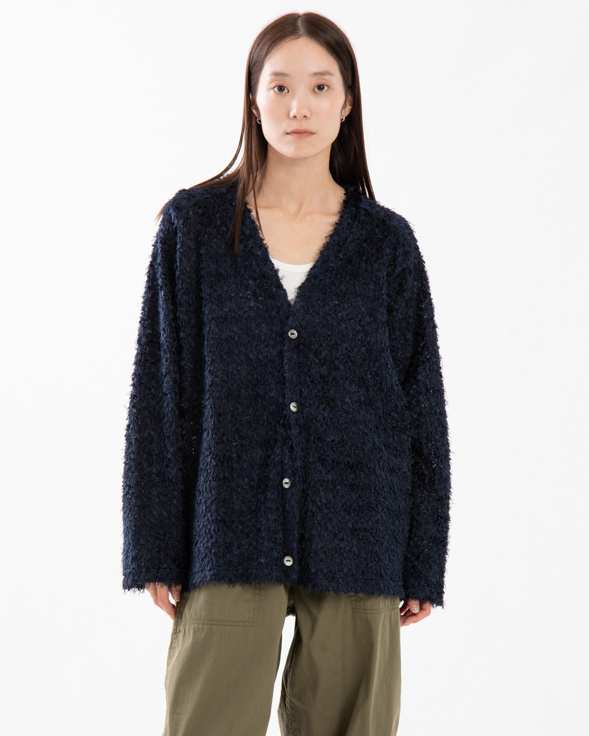 V NECK CARDIGAN - FEATHER TULLE