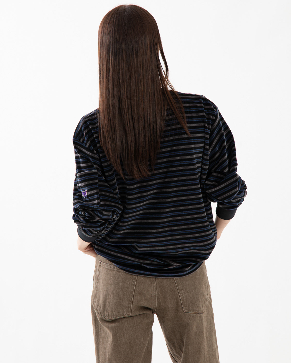 L/S CREW NECK TEE - STRIPE VELOUR