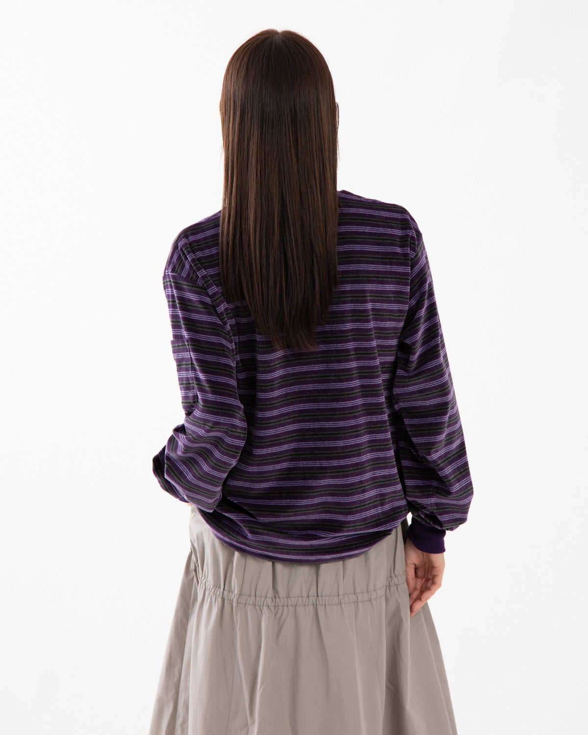 L/S CREW NECK TEE - STRIPE VELOUR