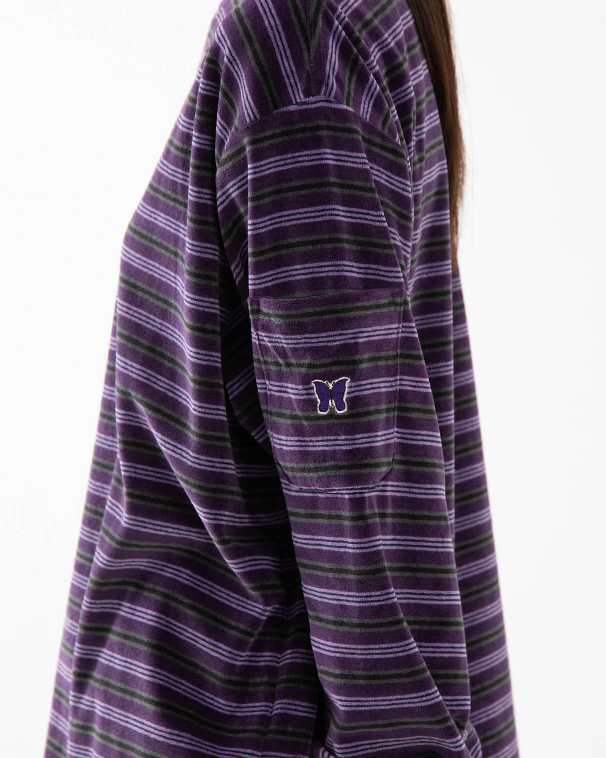 L/S CREW NECK TEE - STRIPE VELOUR