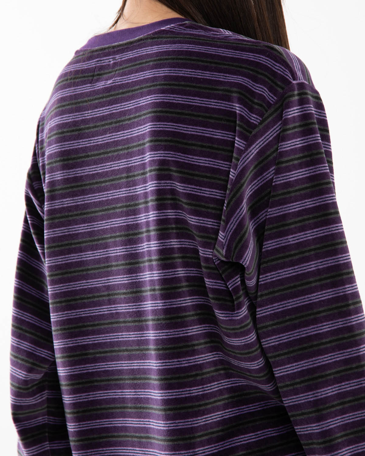 L/S CREW NECK TEE - STRIPE VELOUR
