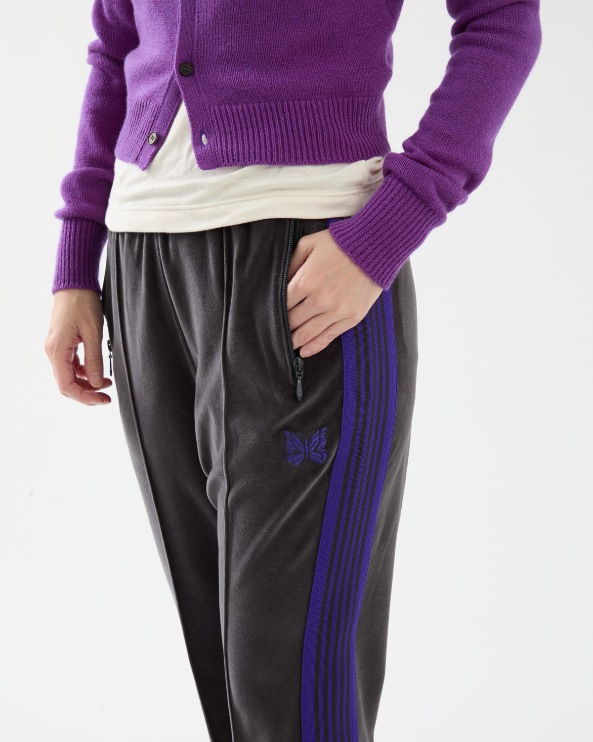 BOOT-CUT TRACK PANT - C/PE VELOUR