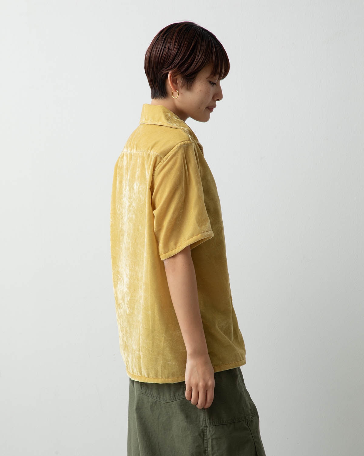 ITALIAN COLLAR S/S SHIRT - PE/R VELVET (WOMEN'S)