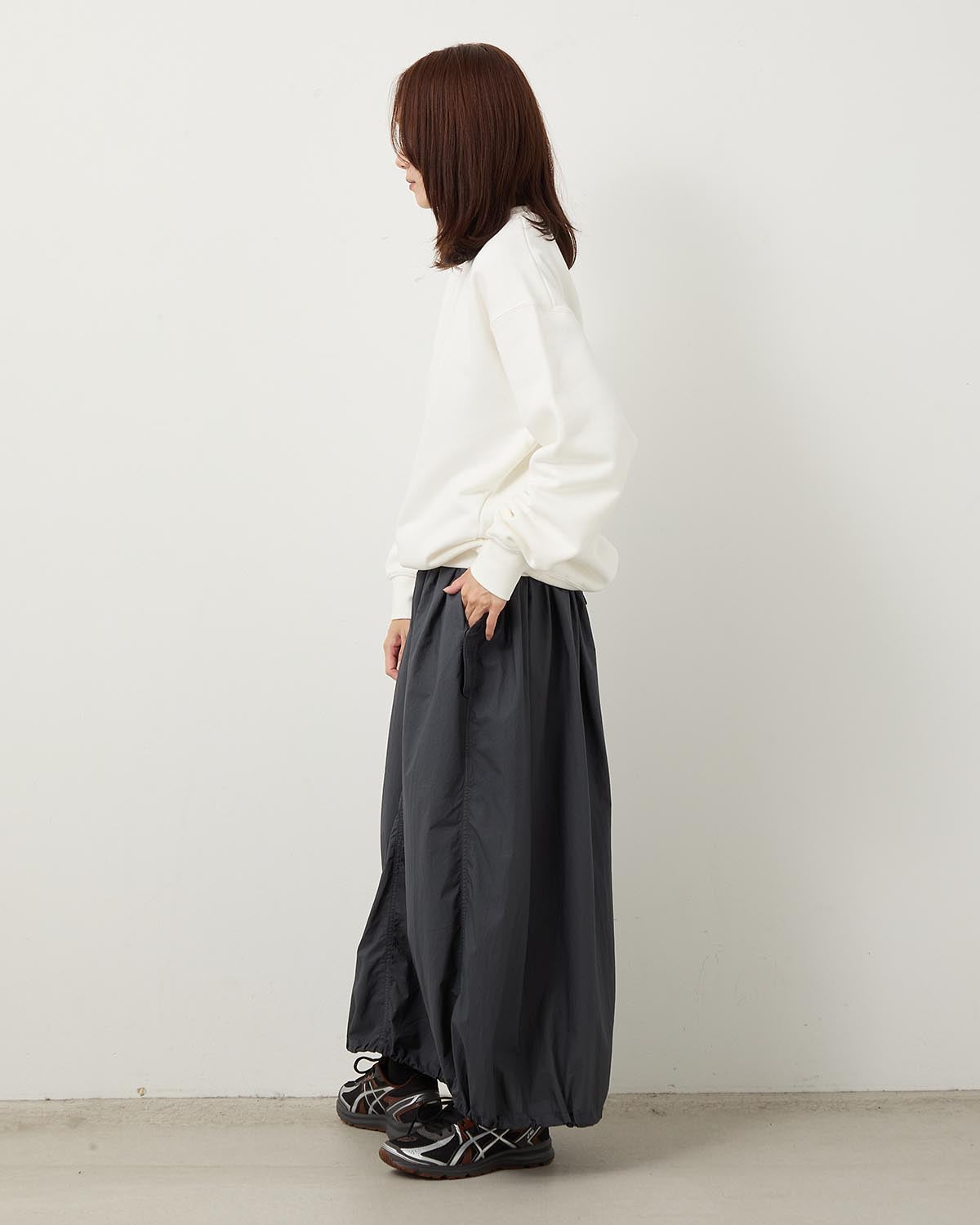 GARMENT DYED NYLON OVER SKIRT