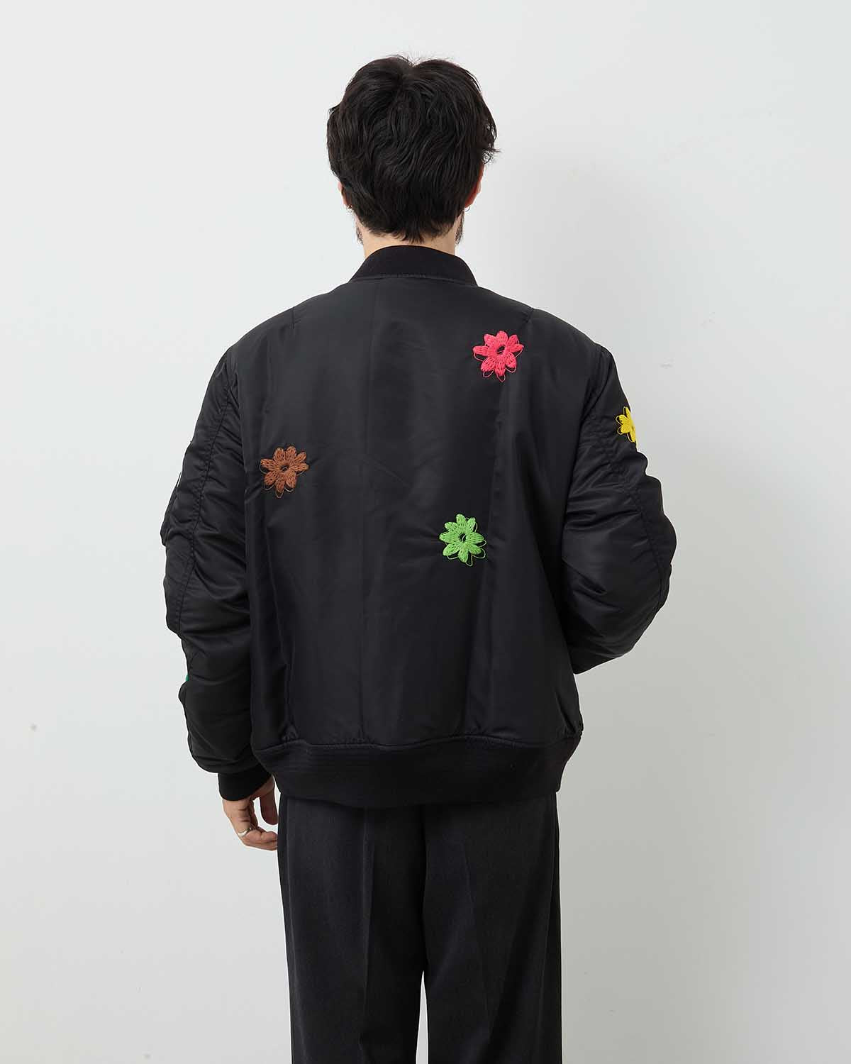 FLOWER EMBROIDERY FLIGHT JACKET