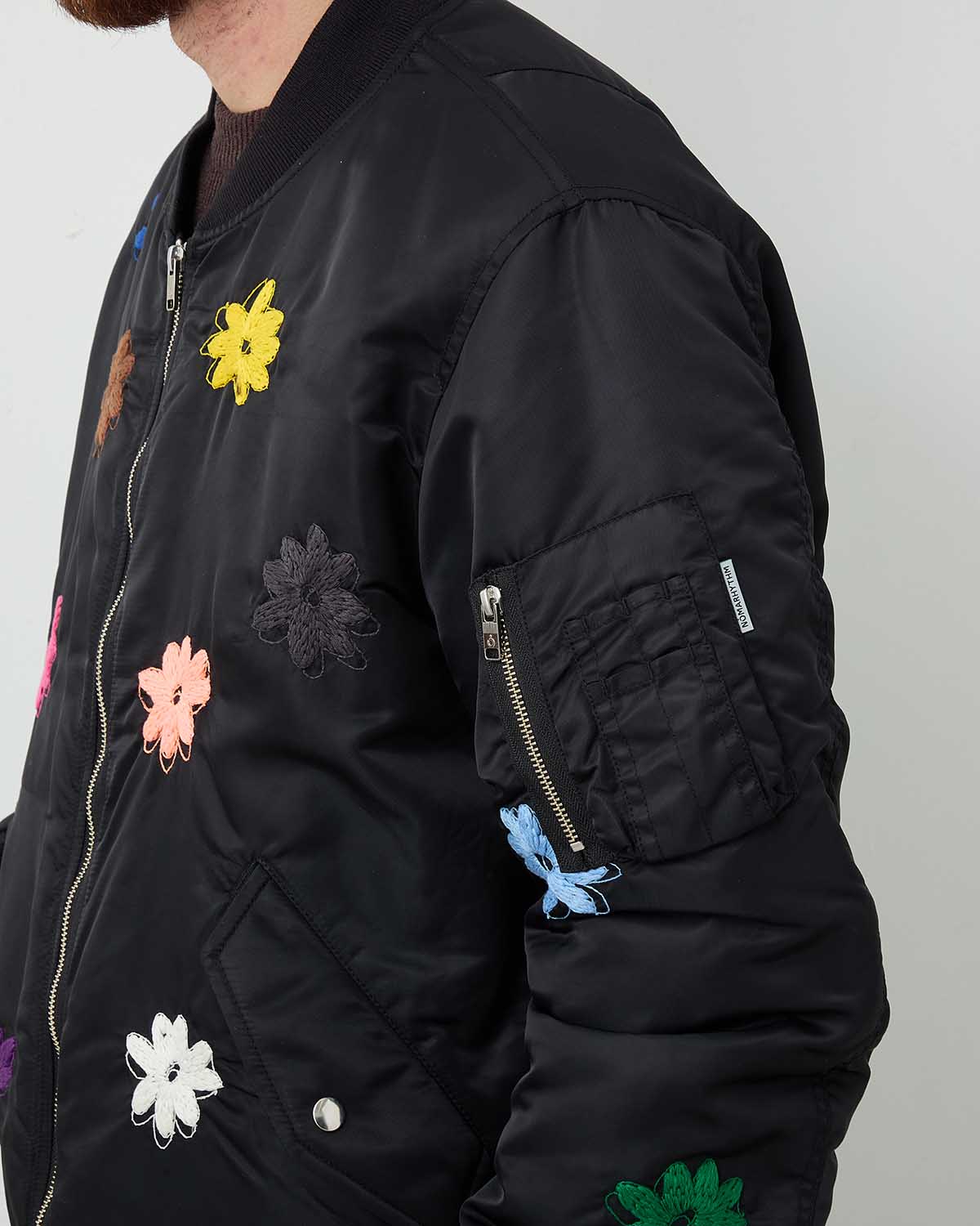 FLOWER EMBROIDERY FLIGHT JACKET
