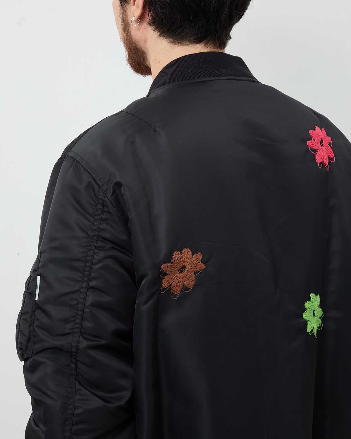FLOWER EMBROIDERY FLIGHT JACKET