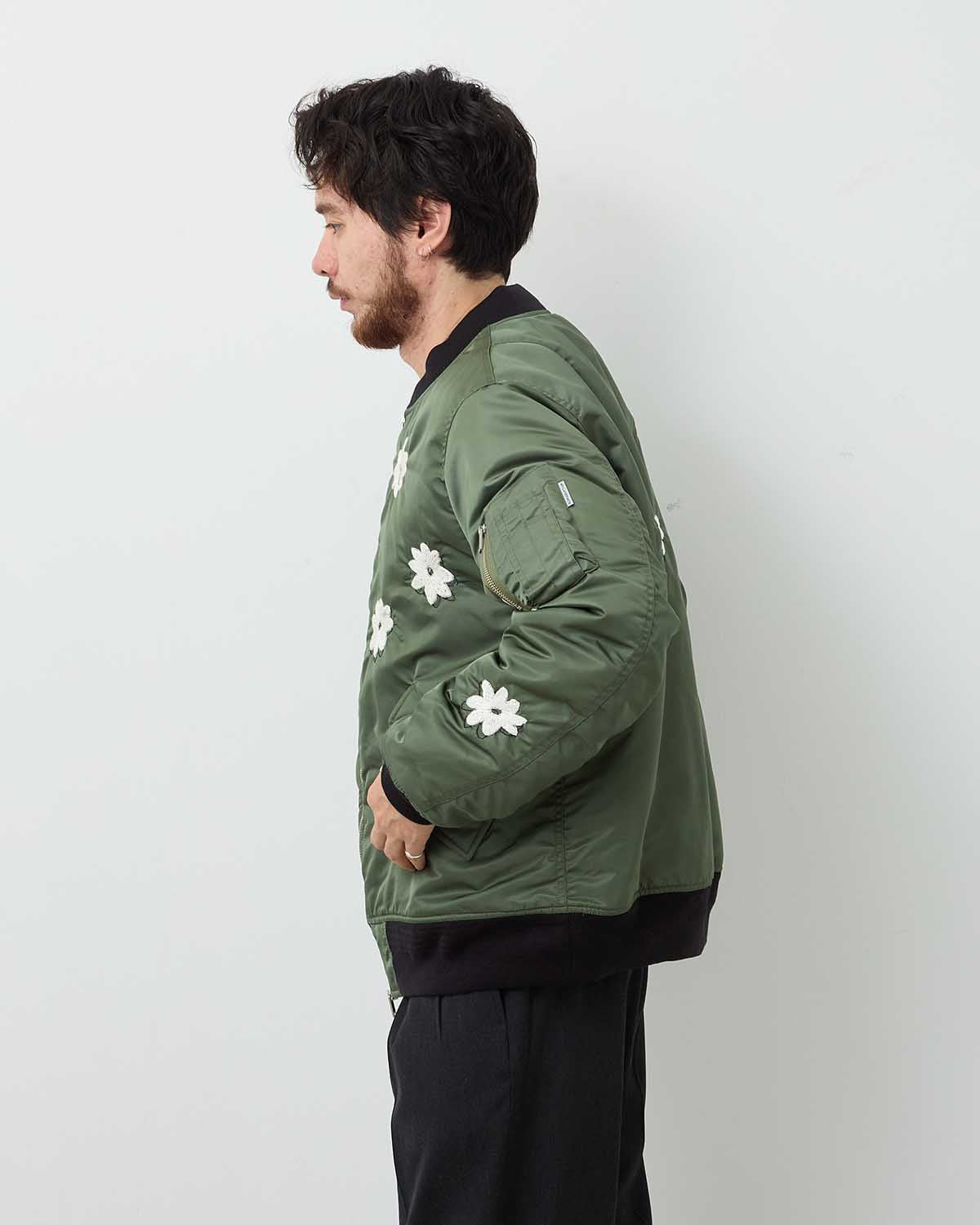 FLOWER EMBROIDERY FLIGHT JACKET