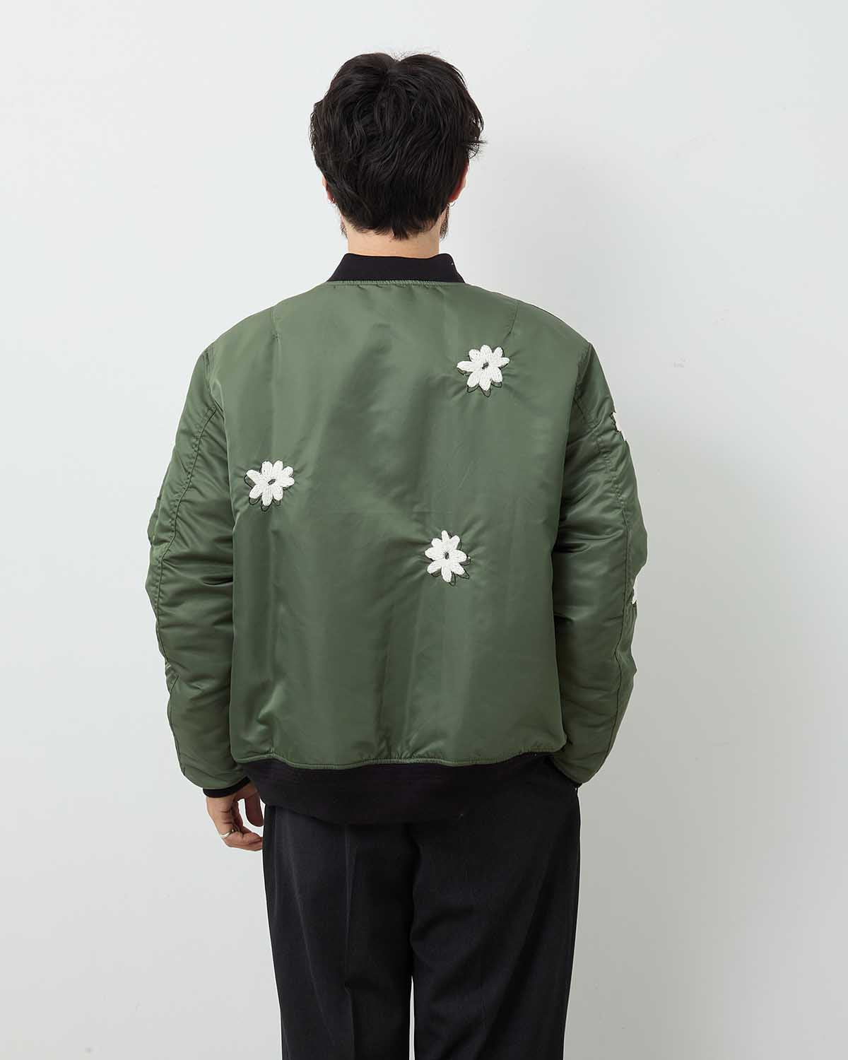 FLOWER EMBROIDERY FLIGHT JACKET