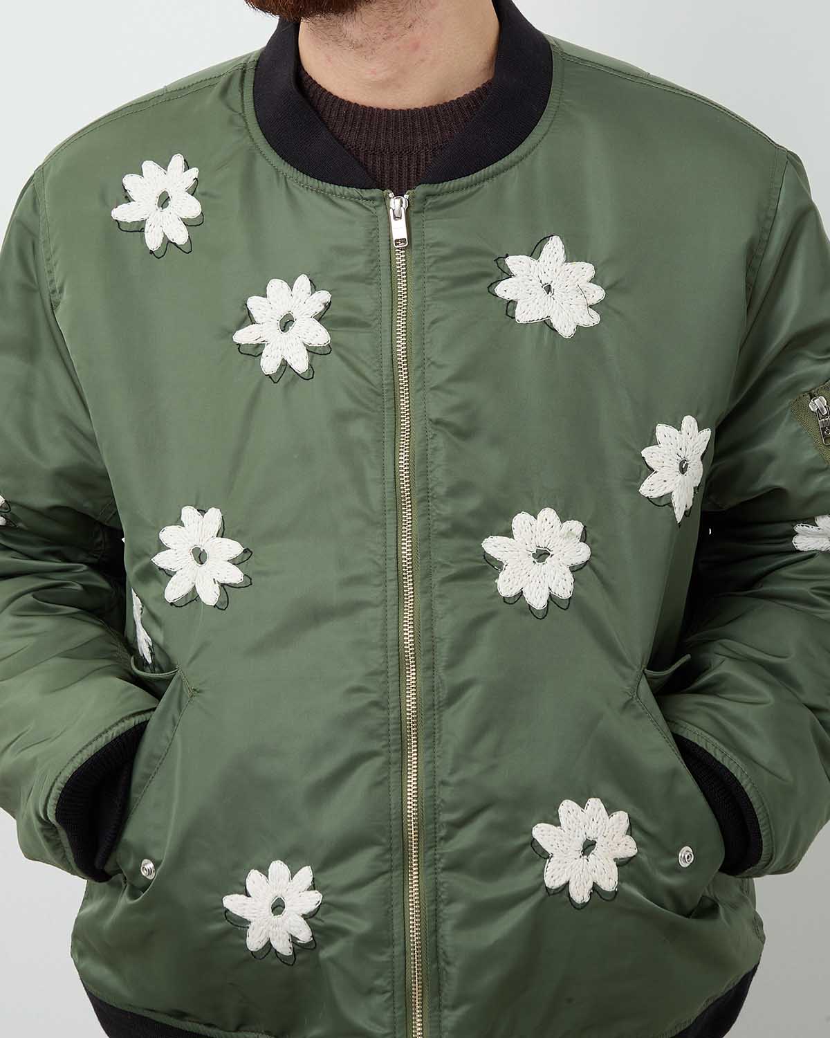 FLOWER EMBROIDERY FLIGHT JACKET