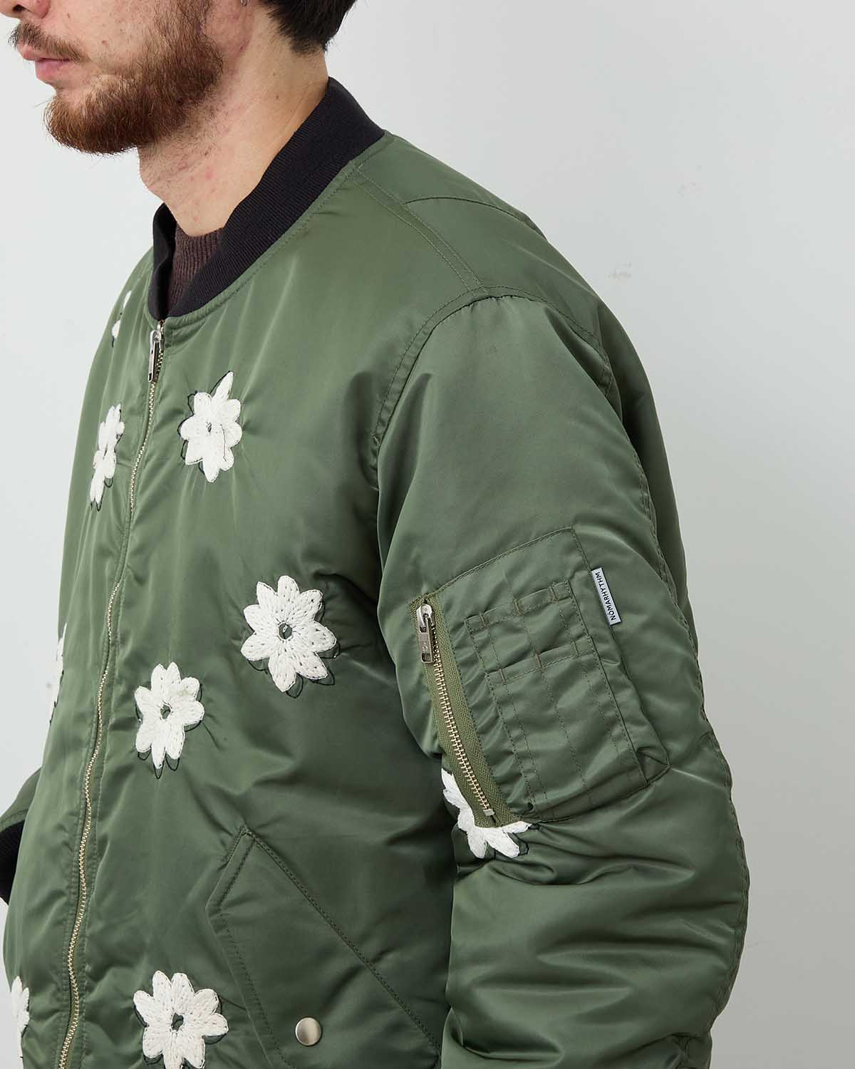 FLOWER EMBROIDERY FLIGHT JACKET