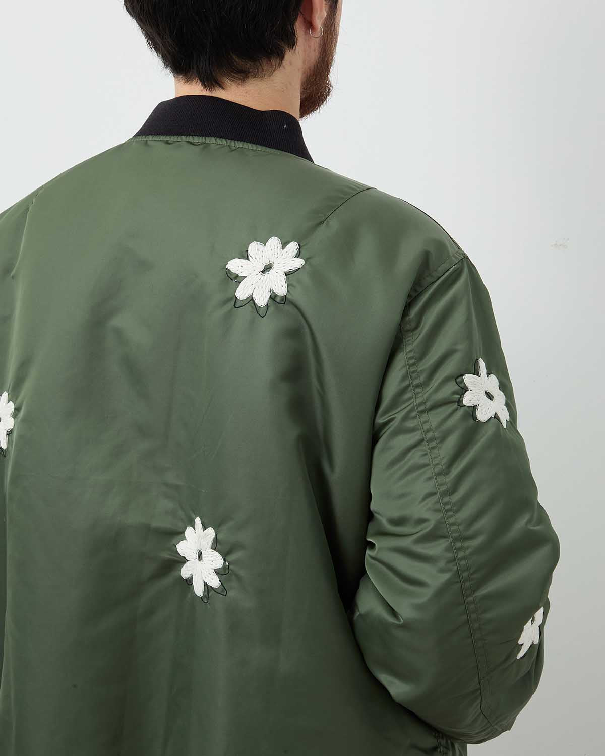 FLOWER EMBROIDERY FLIGHT JACKET