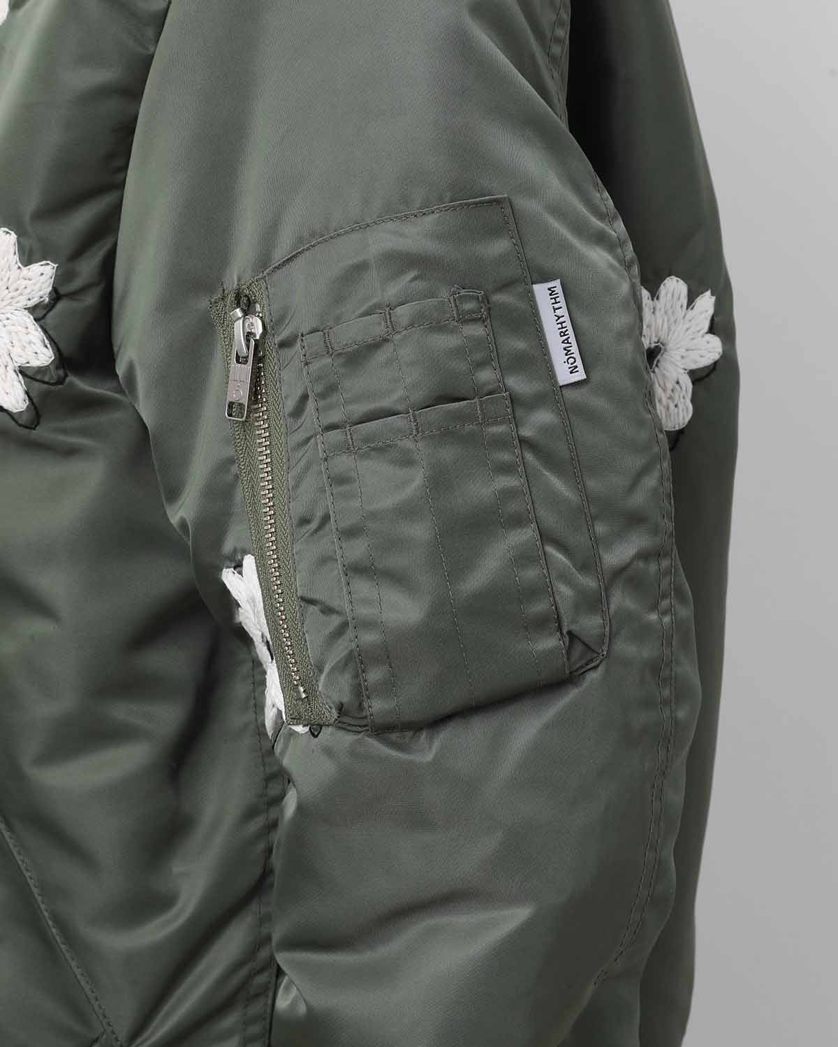 FLOWER EMBROIDERY FLIGHT JACKET