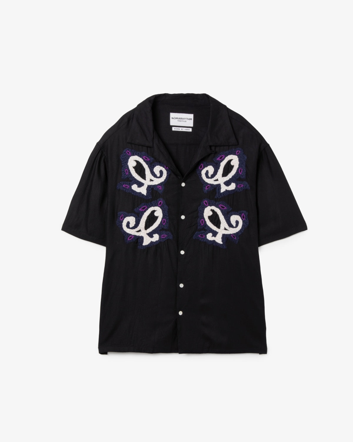 PAISLEY EMBROIDERY OPEN COLLAR SS SHIRT
