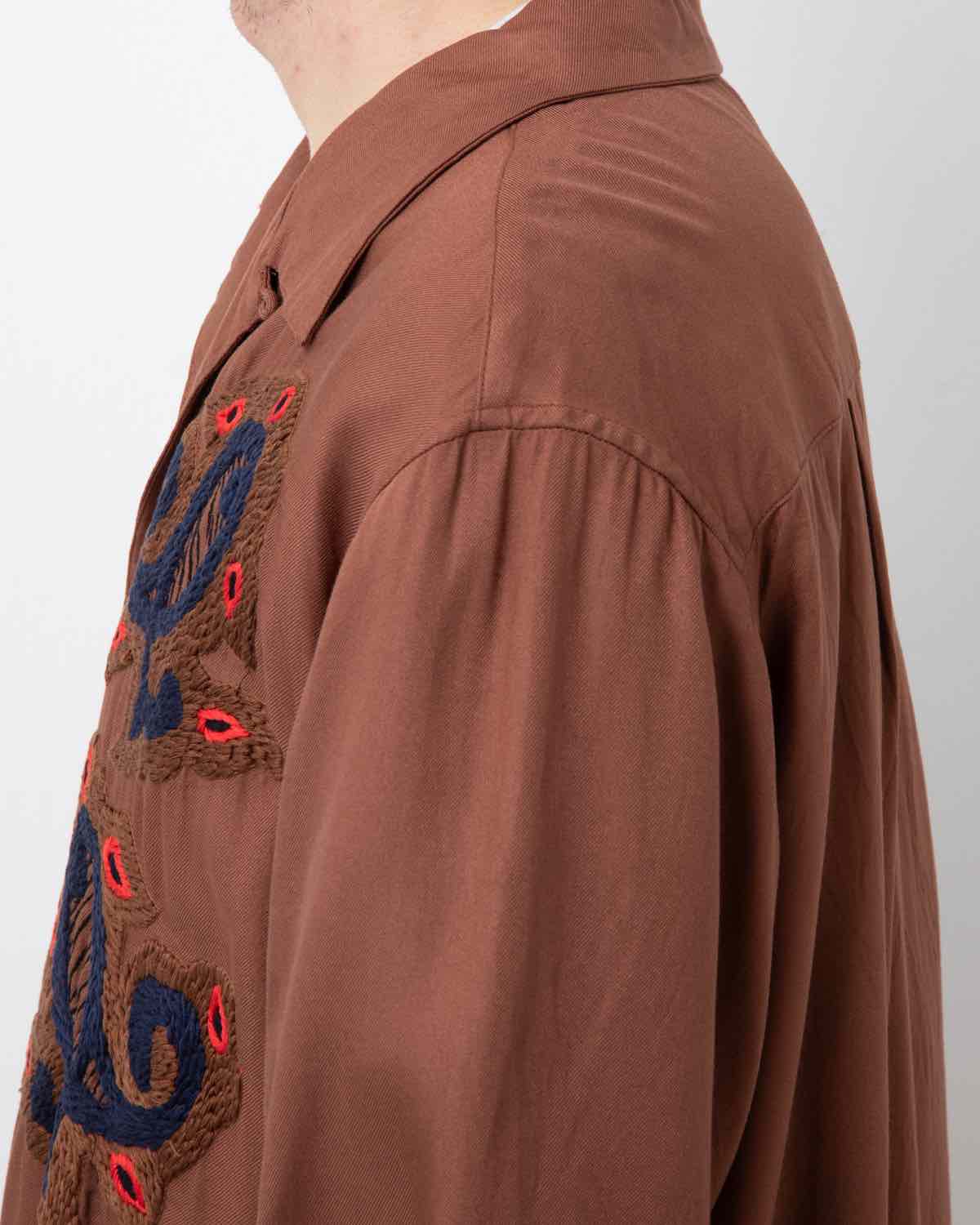 PAISLEY EMBROIDERY OPEN COLLAR SS SHIRT