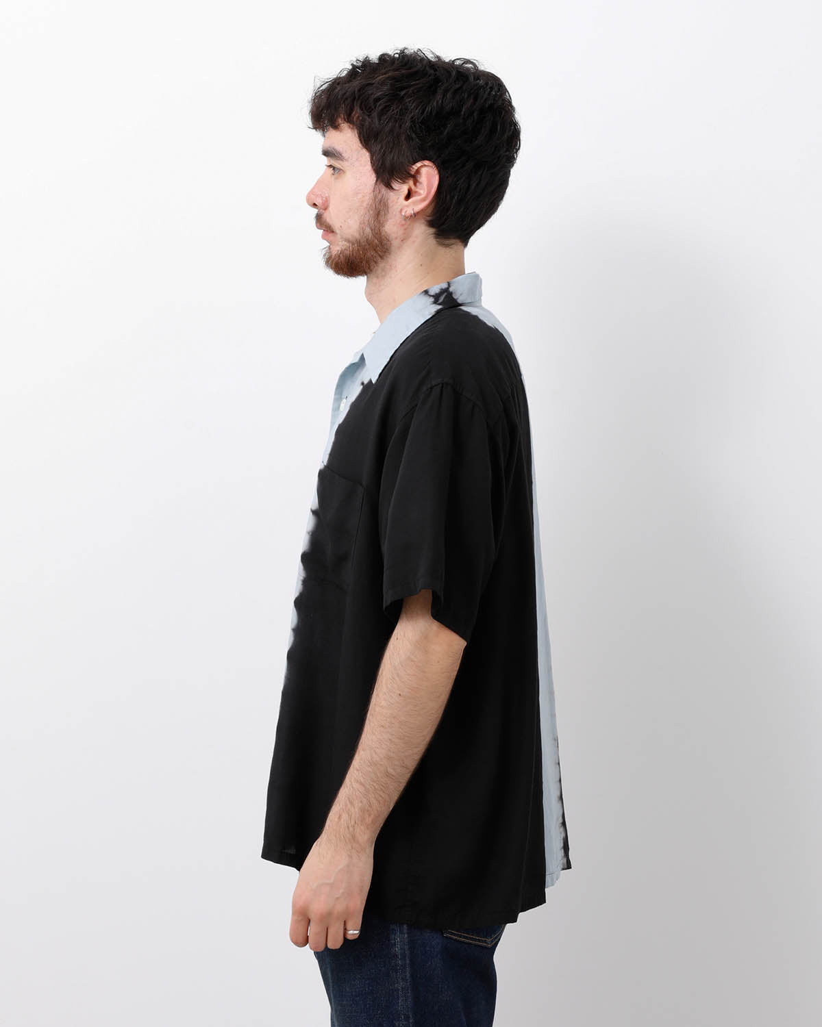 HAND DYE OPEN COLLAR SS SHIRT