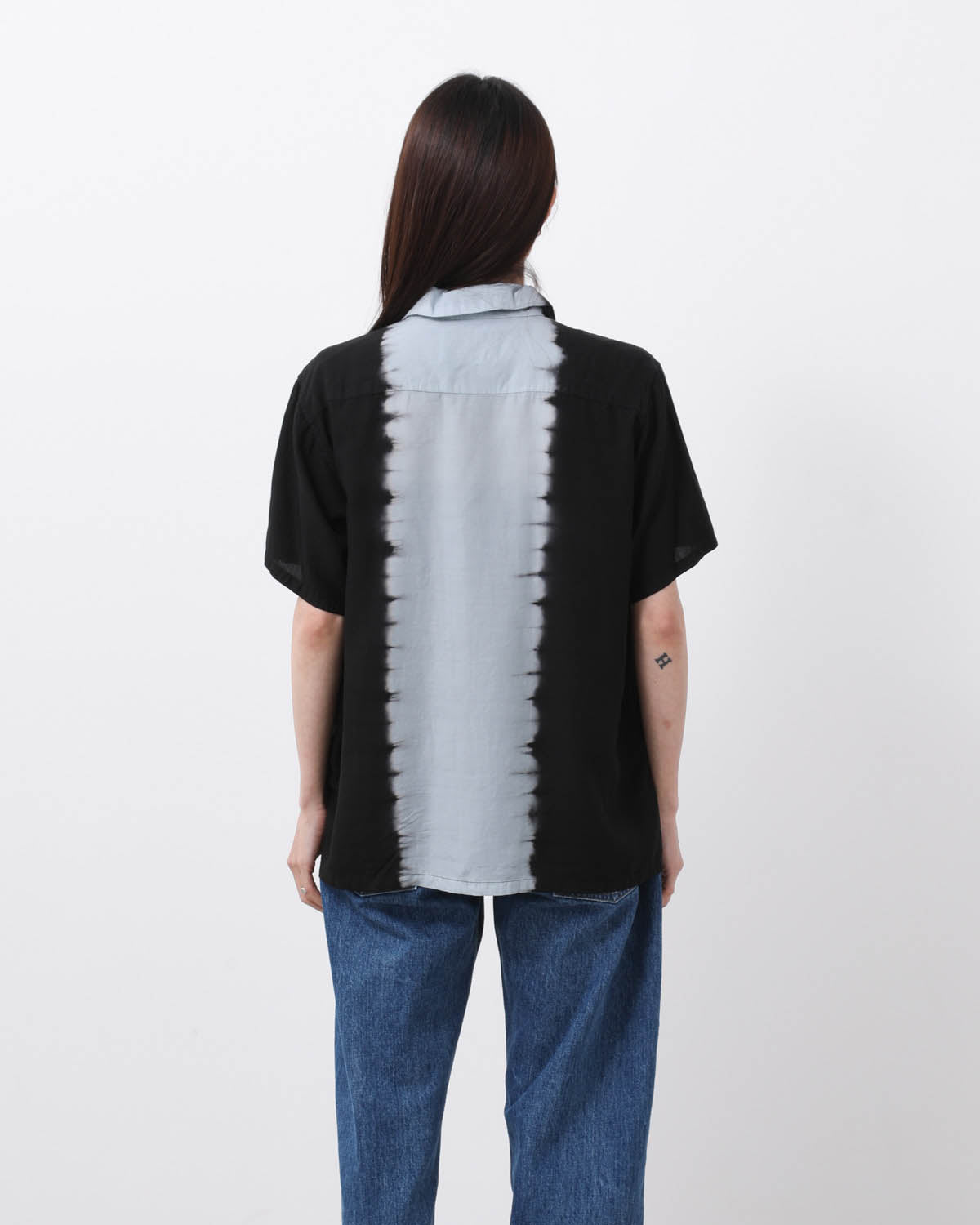HAND DYE OPEN COLLAR SS SHIRT