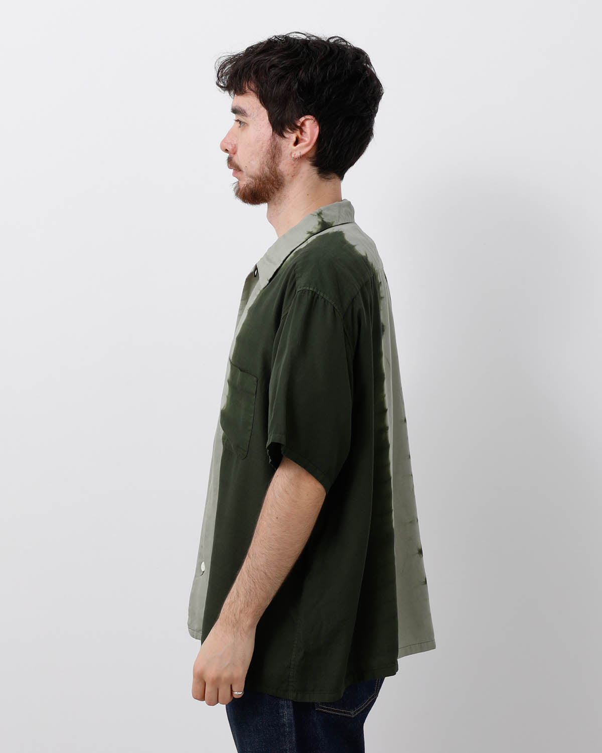 HAND DYE OPEN COLLAR SS SHIRT