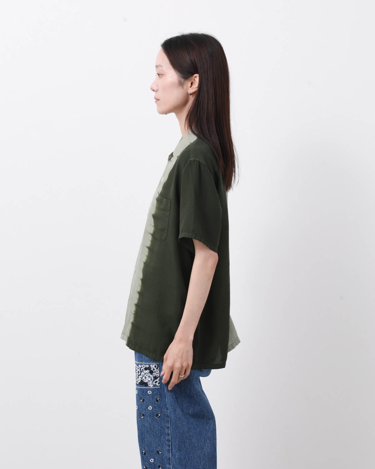 HAND DYE OPEN COLLAR SS SHIRT