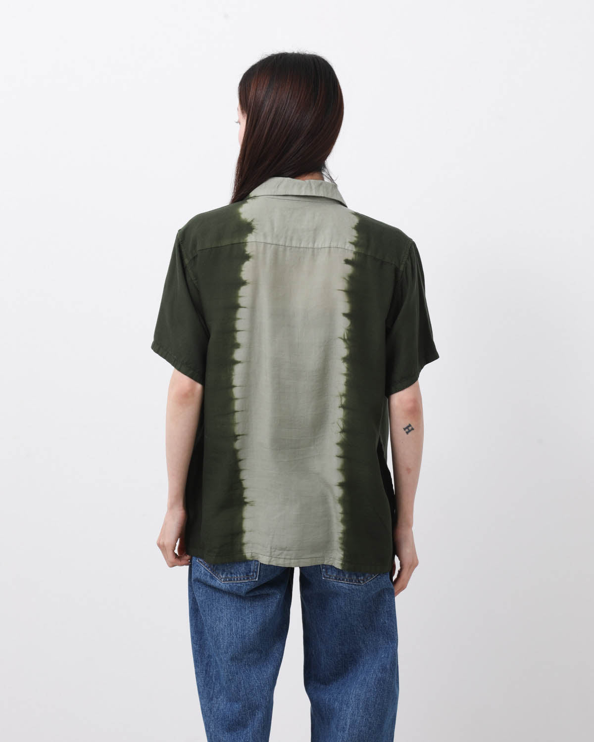 HAND DYE OPEN COLLAR SS SHIRT