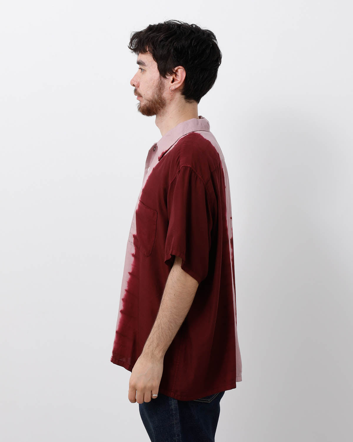 HAND DYE OPEN COLLAR SS SHIRT
