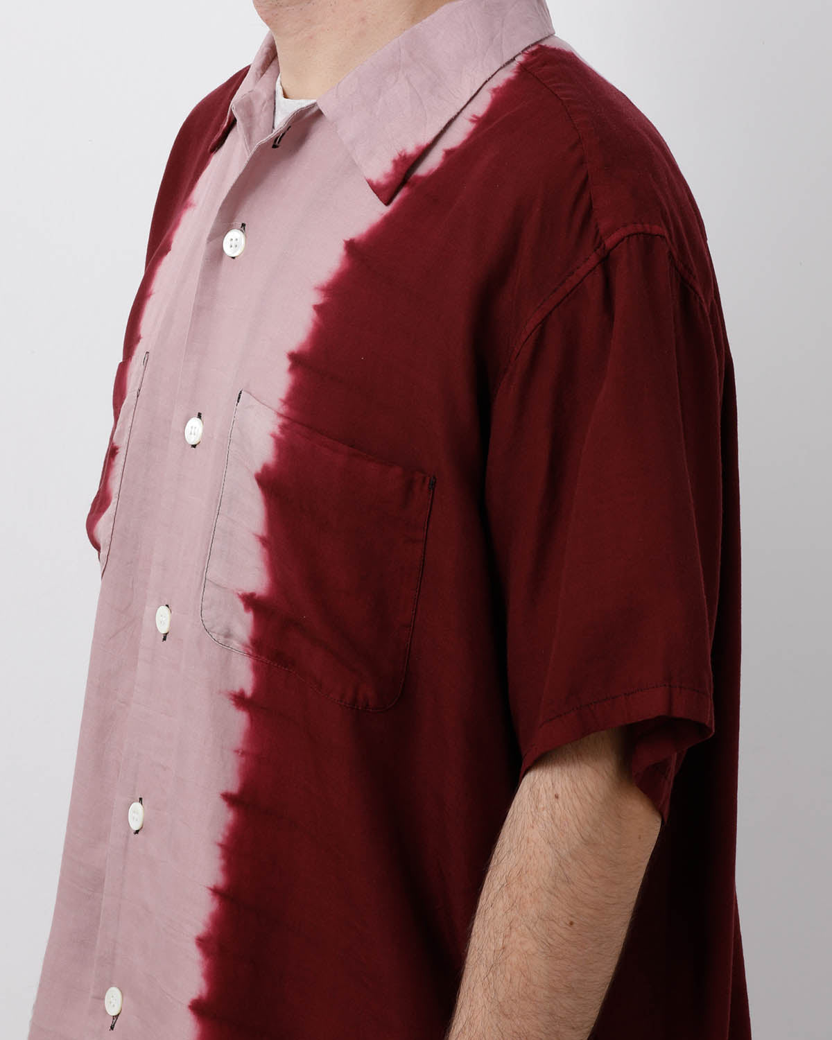 HAND DYE OPEN COLLAR SS SHIRT