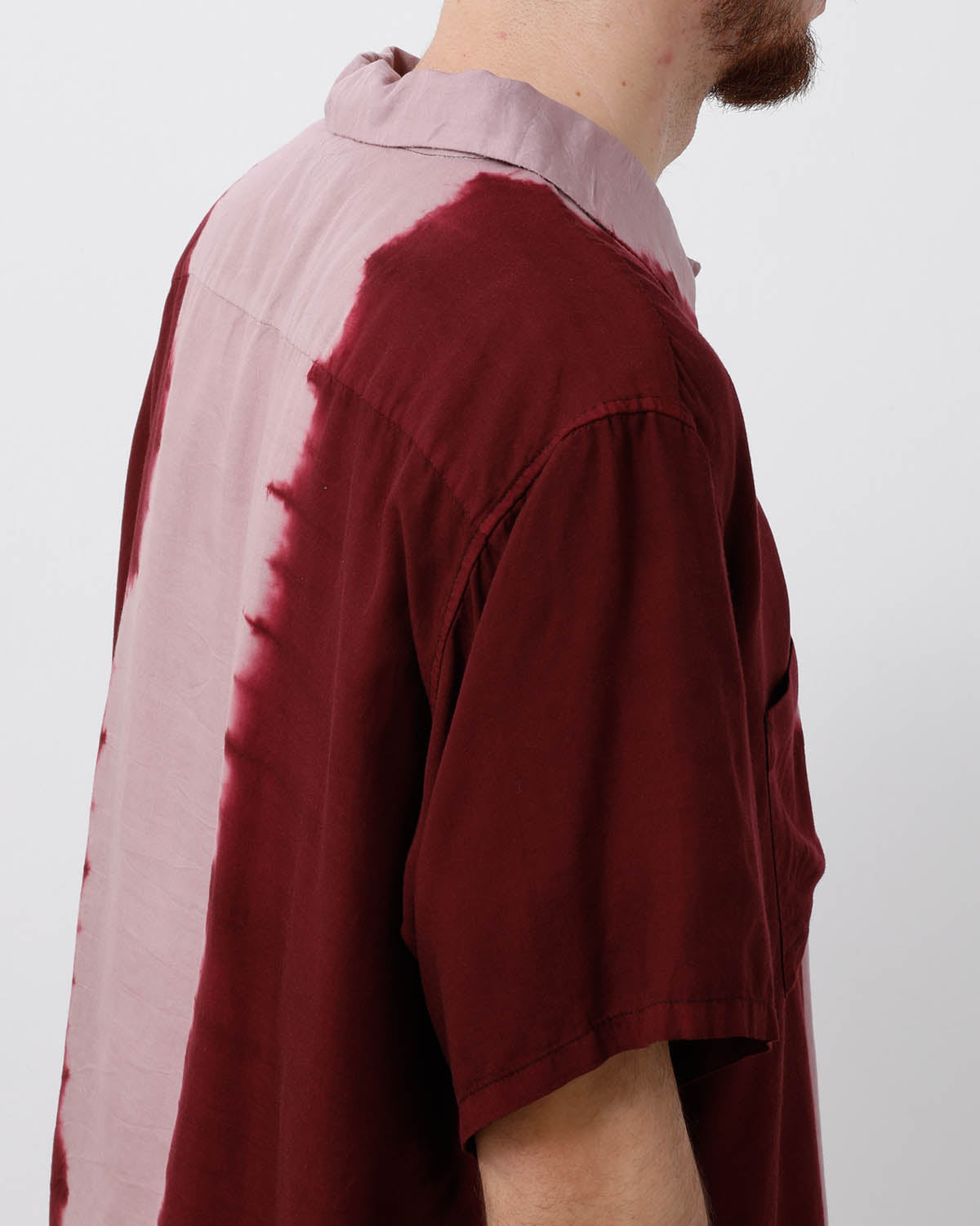 HAND DYE OPEN COLLAR SS SHIRT