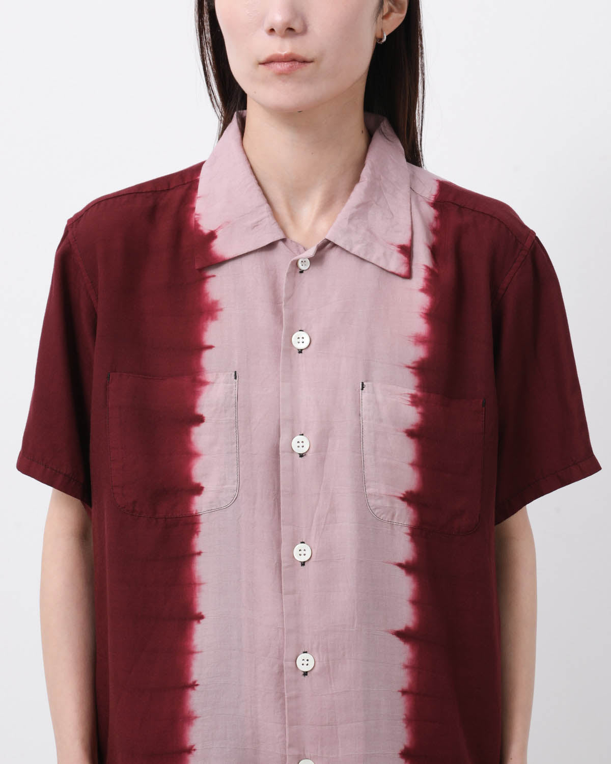 HAND DYE OPEN COLLAR SS SHIRT
