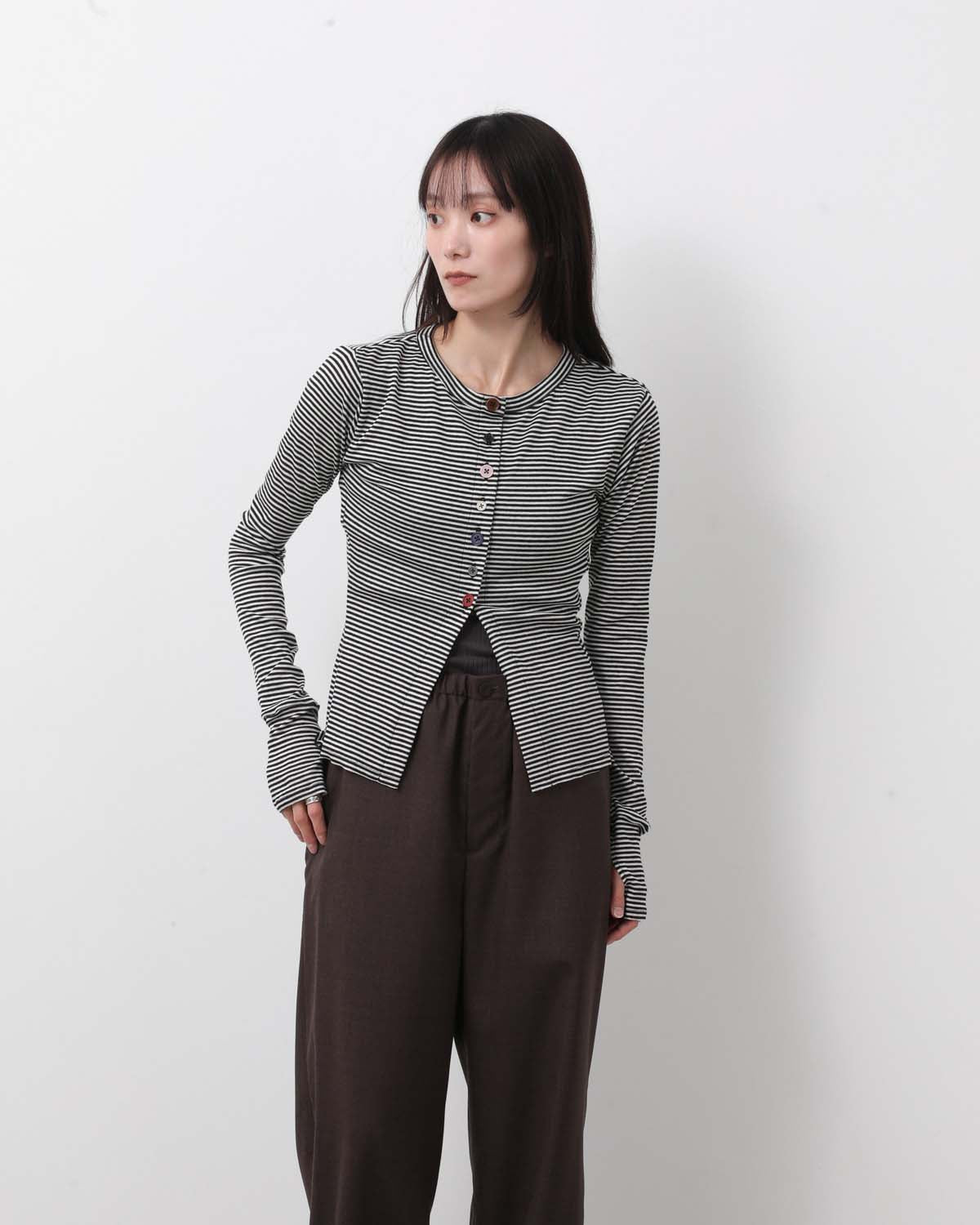 MULTI BUTTON RIB CARDIGAN