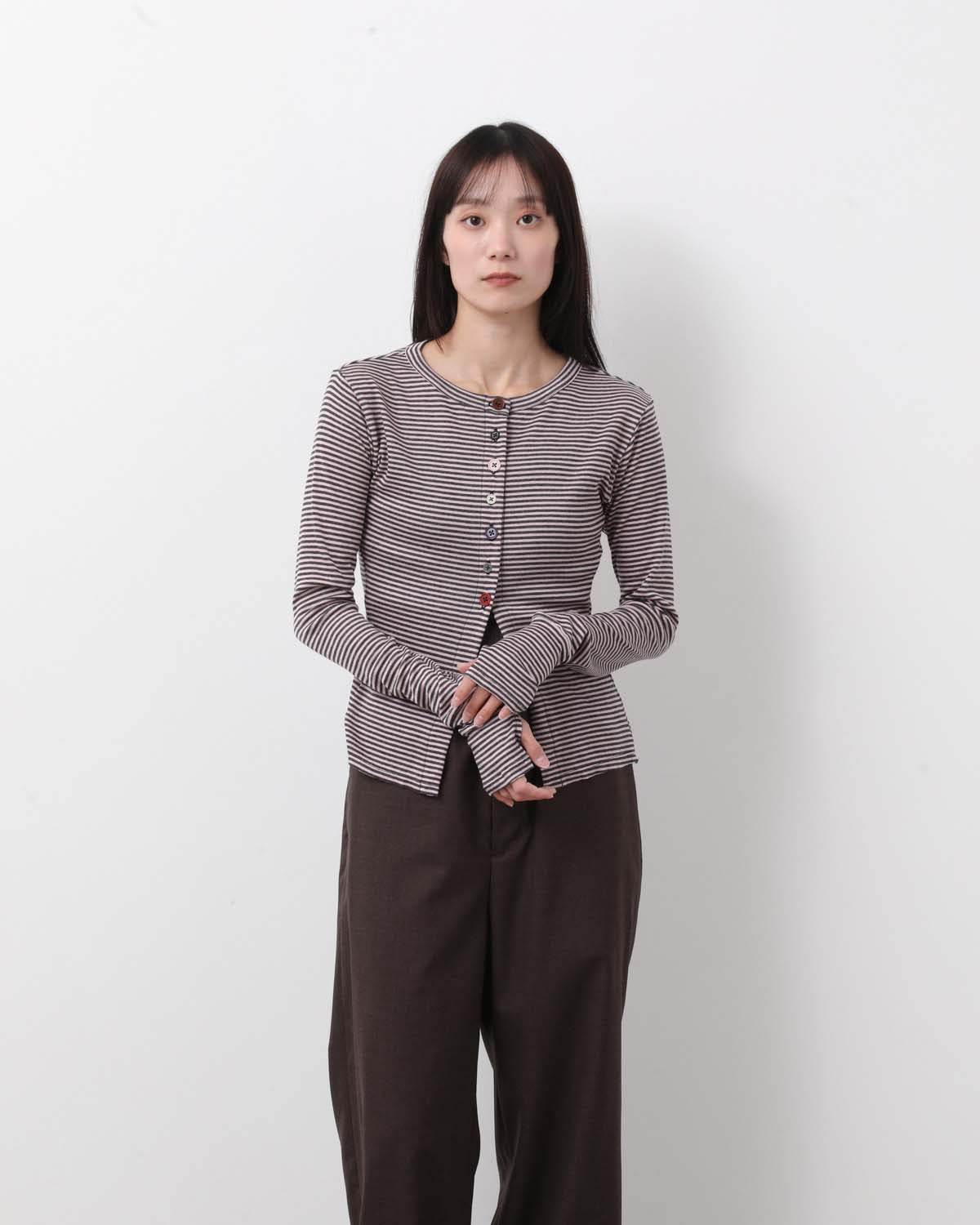 MULTI BUTTON RIB CARDIGAN