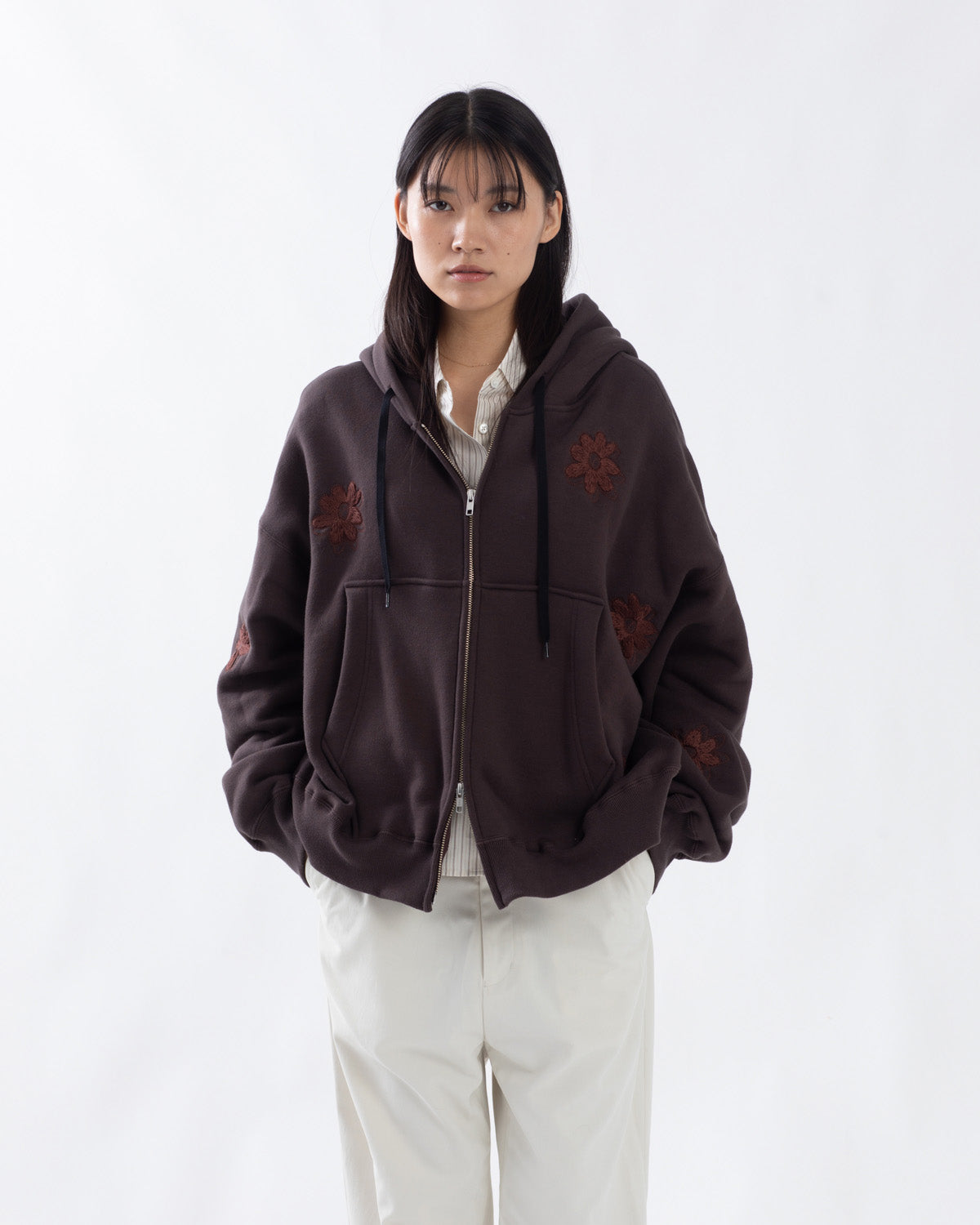 FLOWER EMBROIDERY HOODY
