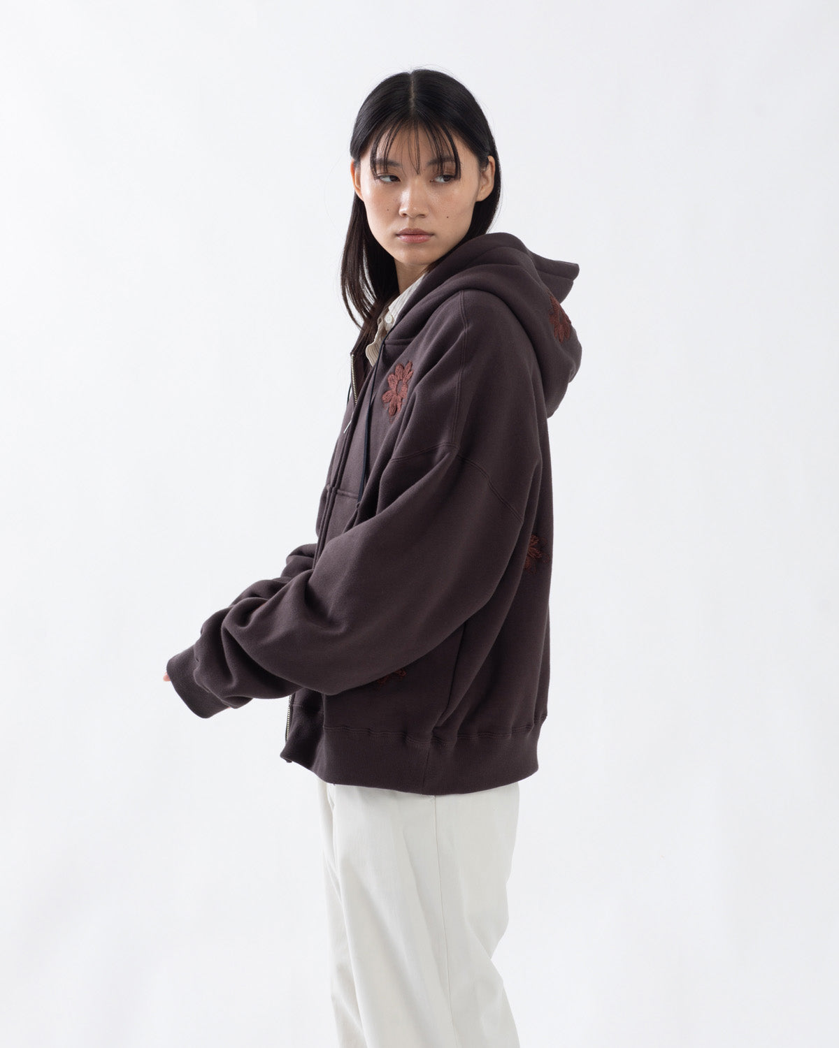 FLOWER EMBROIDERY HOODY