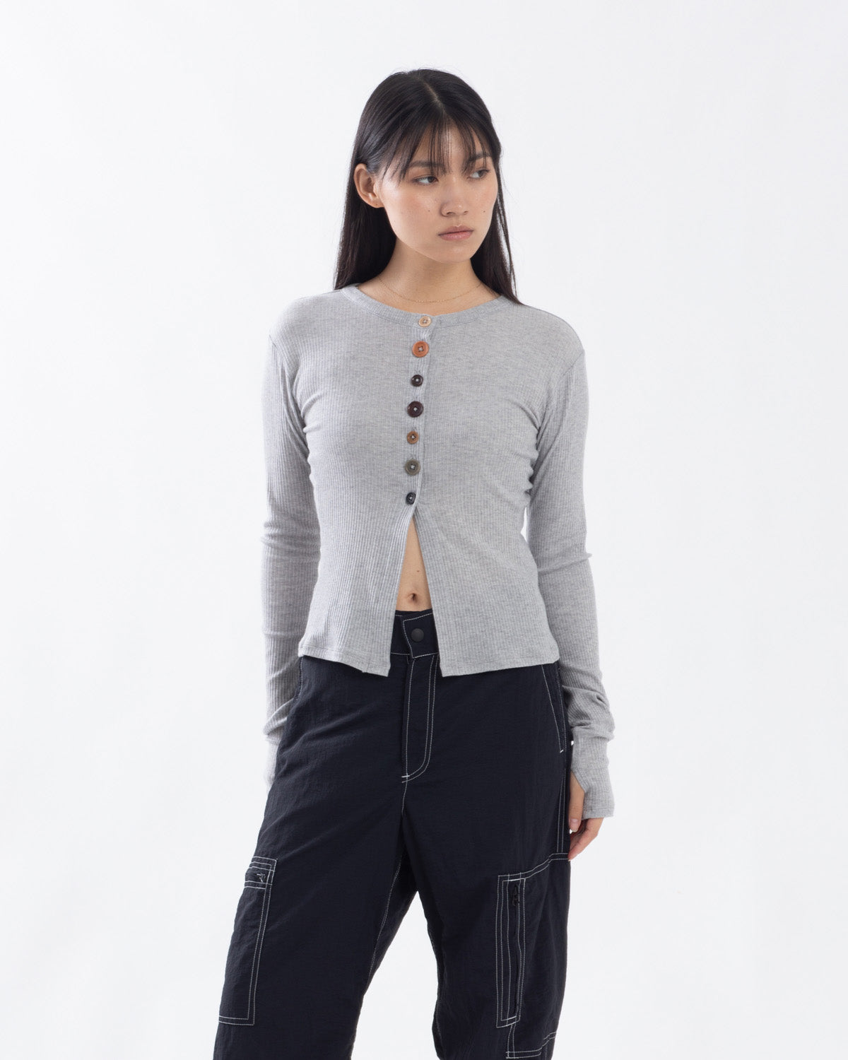 MULTI BUTTON RIB CARDIGAN