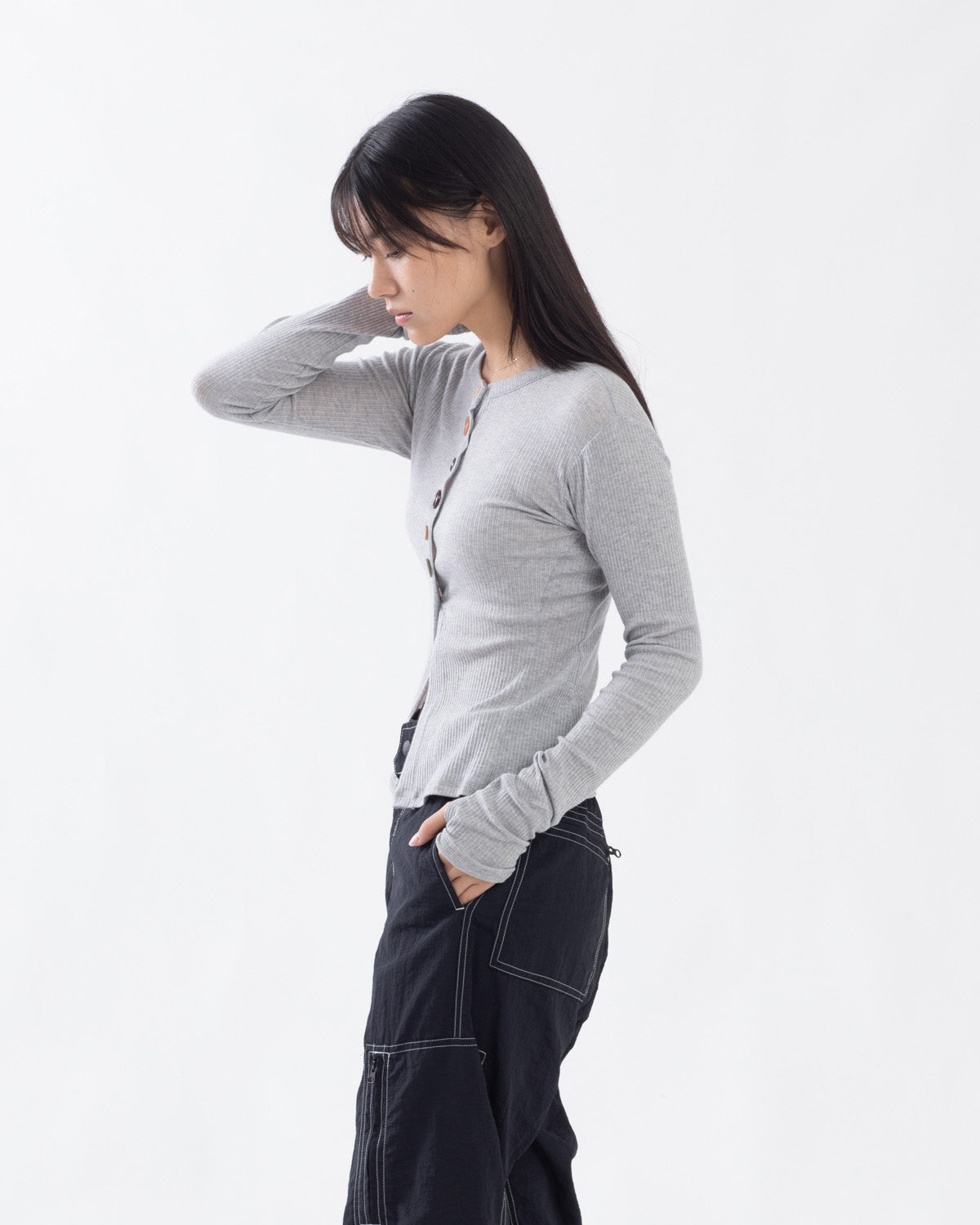MULTI BUTTON RIB CARDIGAN