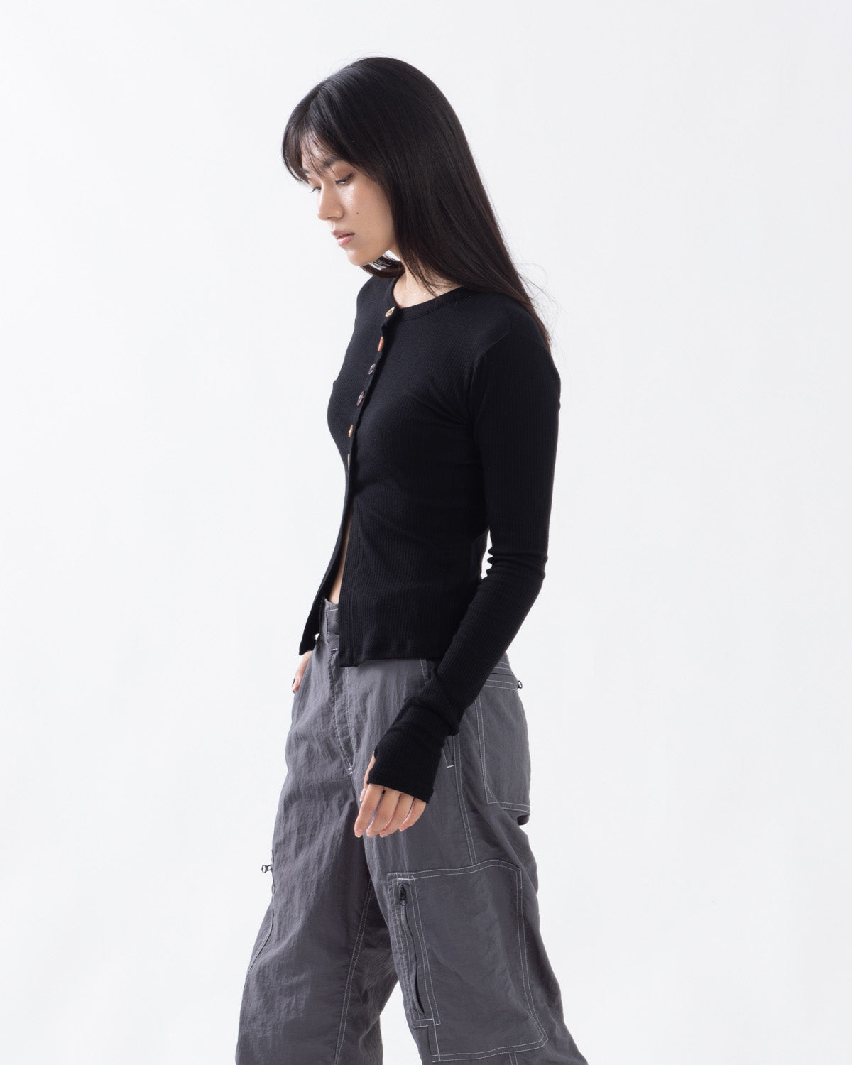 MULTI BUTTON RIB CARDIGAN