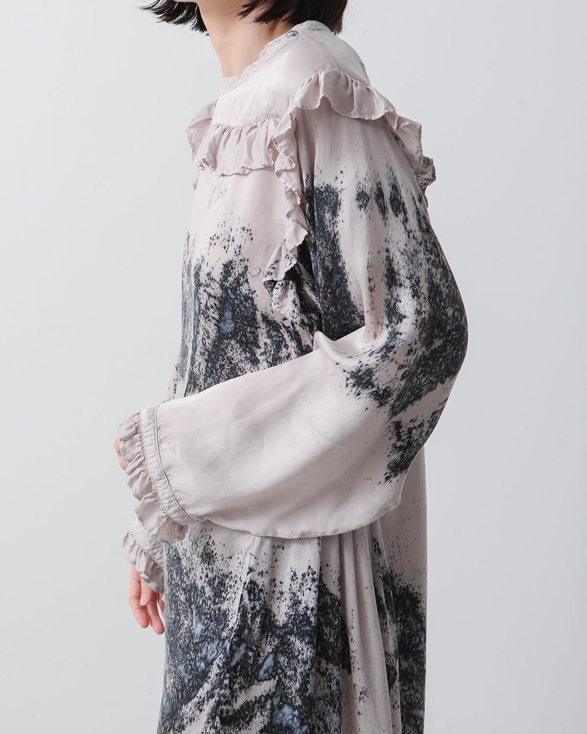 HAND DYED FRILLED DRESS