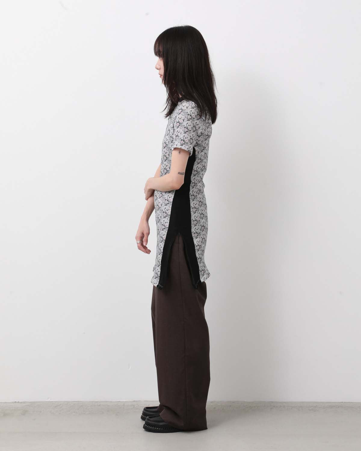 SMALL FLOWER WAFFLE TEE DRESS