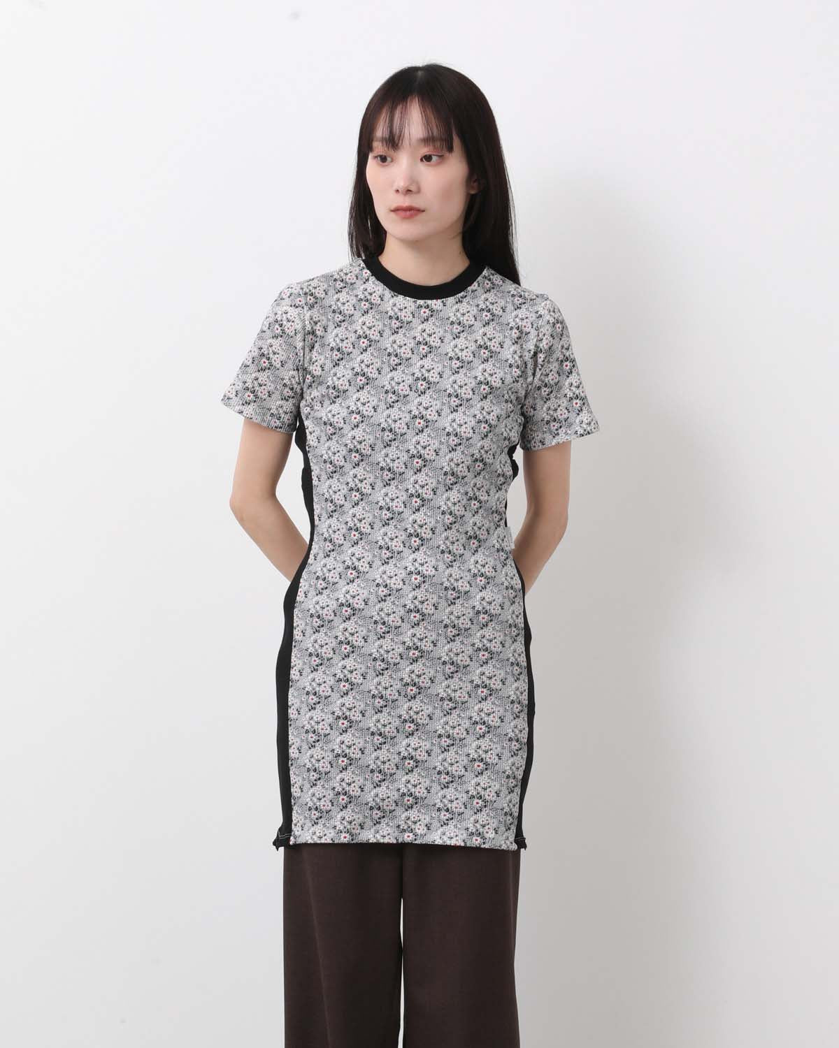 SMALL FLOWER WAFFLE TEE DRESS